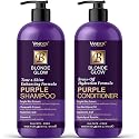 VANIDOX Sulfate Free Brass Toning Purple Shampoo and Conditioner Set for Blondes, Brown Highlighted, or Bleached Hair, Shampoo for Blondes Infused