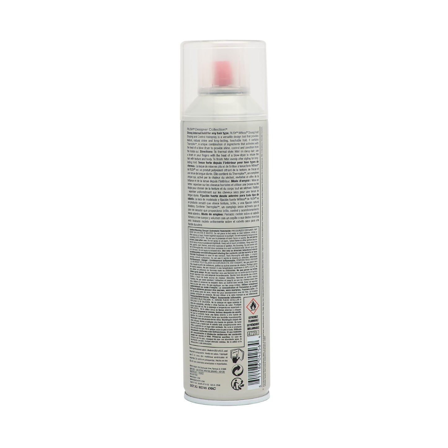 RUSK Designer Collection W8less Strong Hold Shaping and Control Hairspray, Provides Natural, Long-Lasting, Texture and Maximum Shine, 10 oz