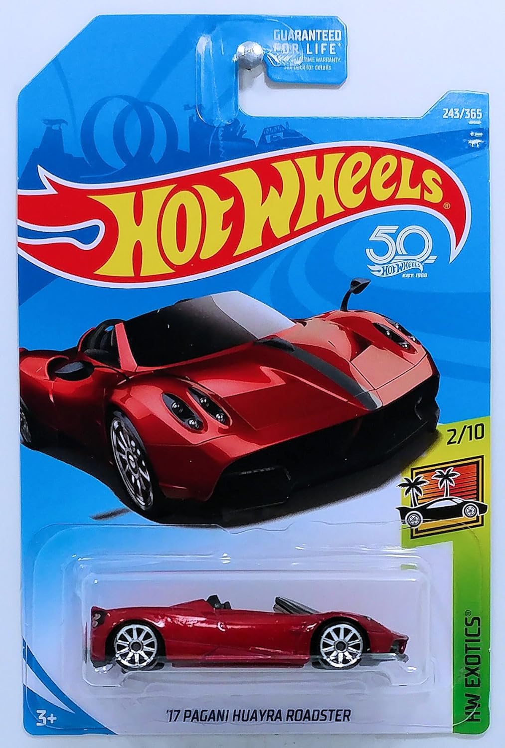 Hot Wheels 2018 50th Anniversary HW Exotics '17 Pagani Huayra 243/365, Maroon Die-Cast Car Model, 1:64 Scale, Unisex, Kids