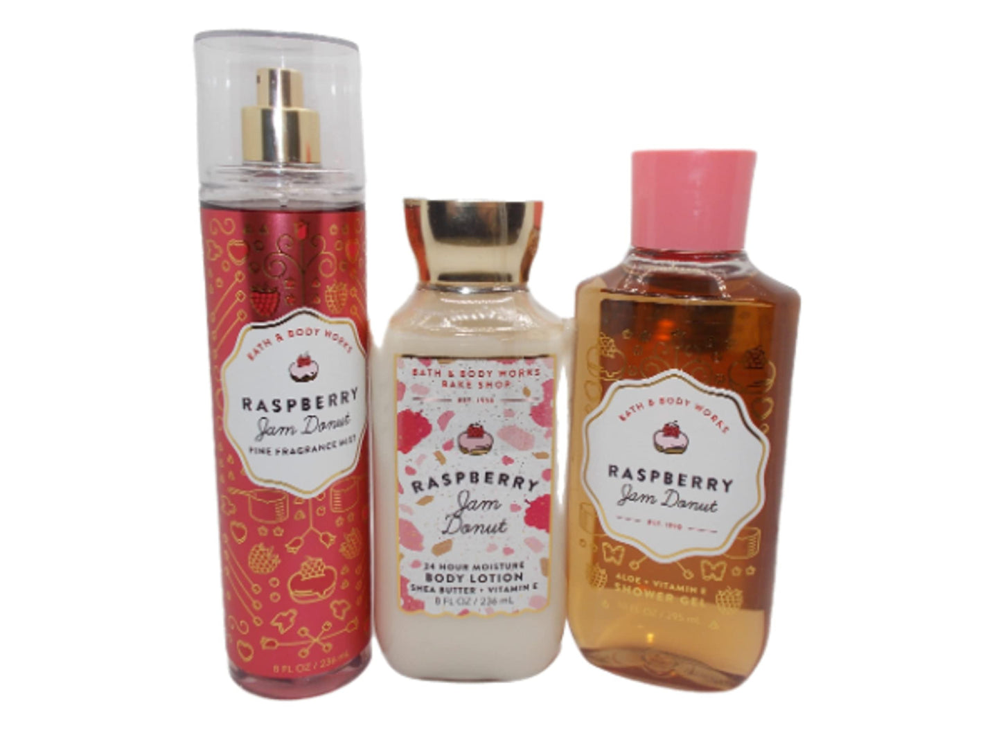 Bath and Body Works - Raspberry Jam Donut - Daily Trio - Spring - 2021 Beauty & Personal Care Bath & Body Works