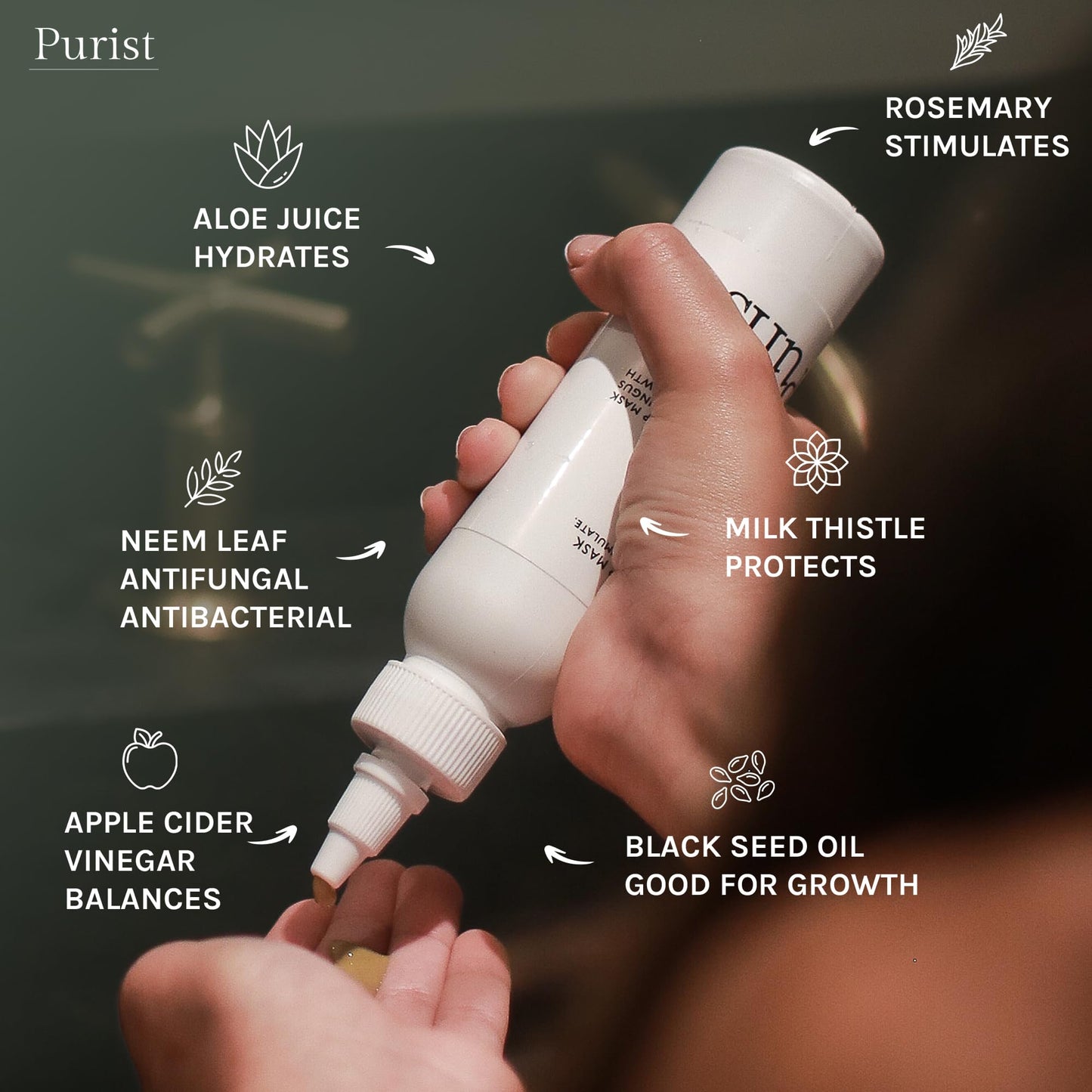 Antifungal Antibacterial Scalp Mask - Boost Hair Growth - Natural Detoxifying Treatment - Nourish with Aloe, Neem, Rosemary, Apple Cider Vinegar