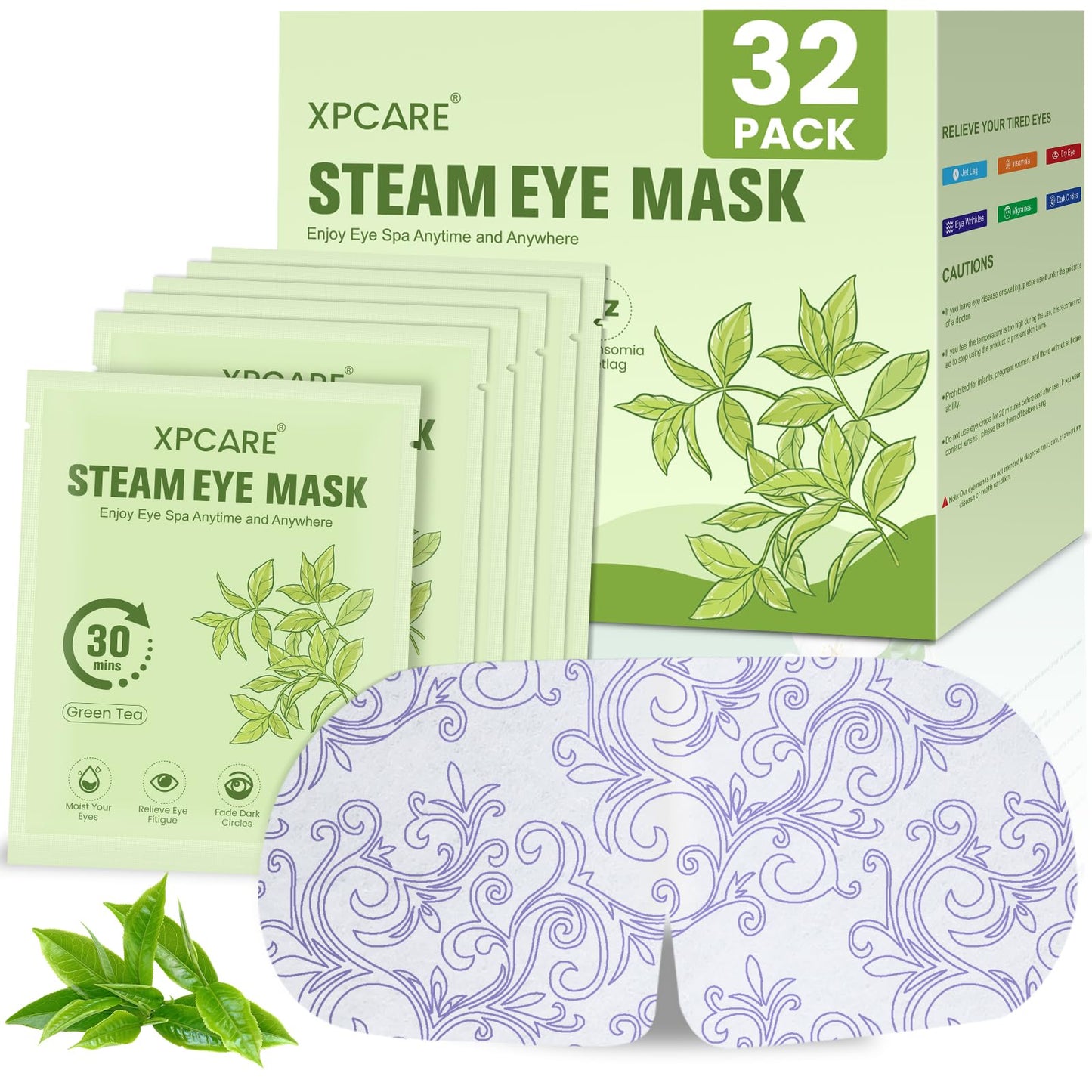 XPCARE 32 Pack Steam Eye Masks for Dry Eyes, Self Heated Steam Warm Eye Mask, Disposable Heated Eye Mask for Dark Circles, Puffy Eyes, Relief Stress Beauty and Personal Care XPCARE Default Title
