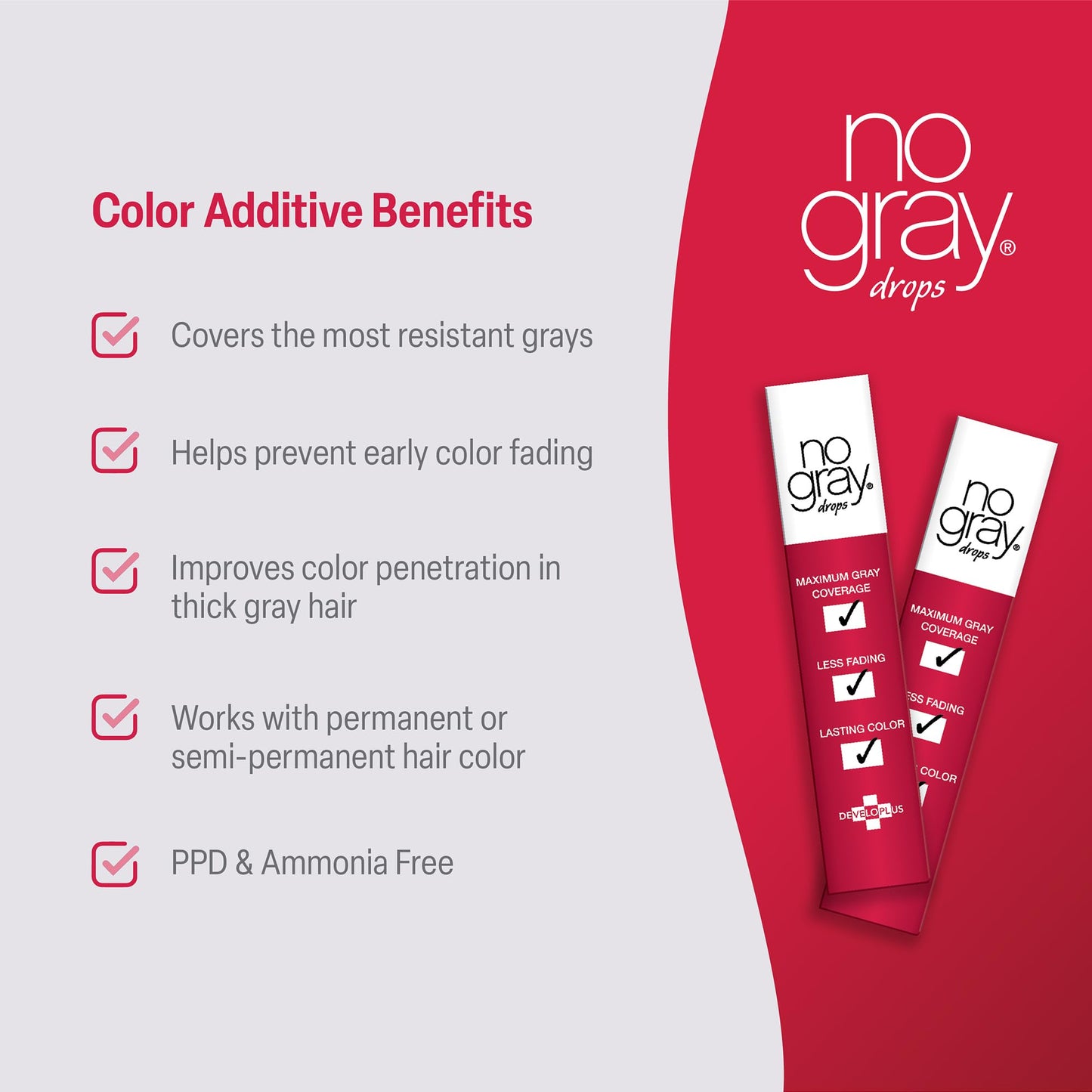 No Gray Color Drops, 2 Pack, Cover Gray Hair, Prevent Premature Color Fade, and Extend Time Between Root Touch Ups, Compatible with Permanent and Semi
