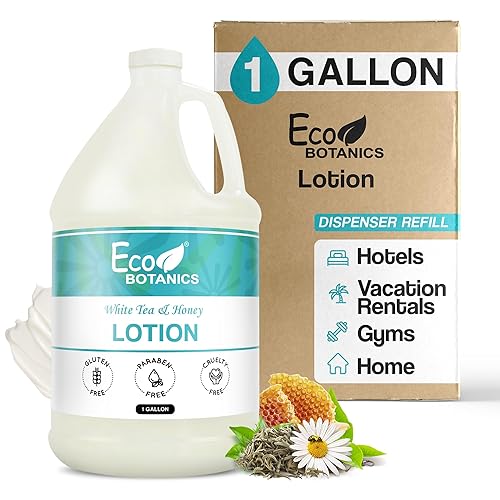 Terra Pure 1-Shoppe Eco Botanics Natural Lotion with Raw Honey & White Tea | Gallon Jug Bulk Toiletries for Airbnb, Vacation Rentals, and Home