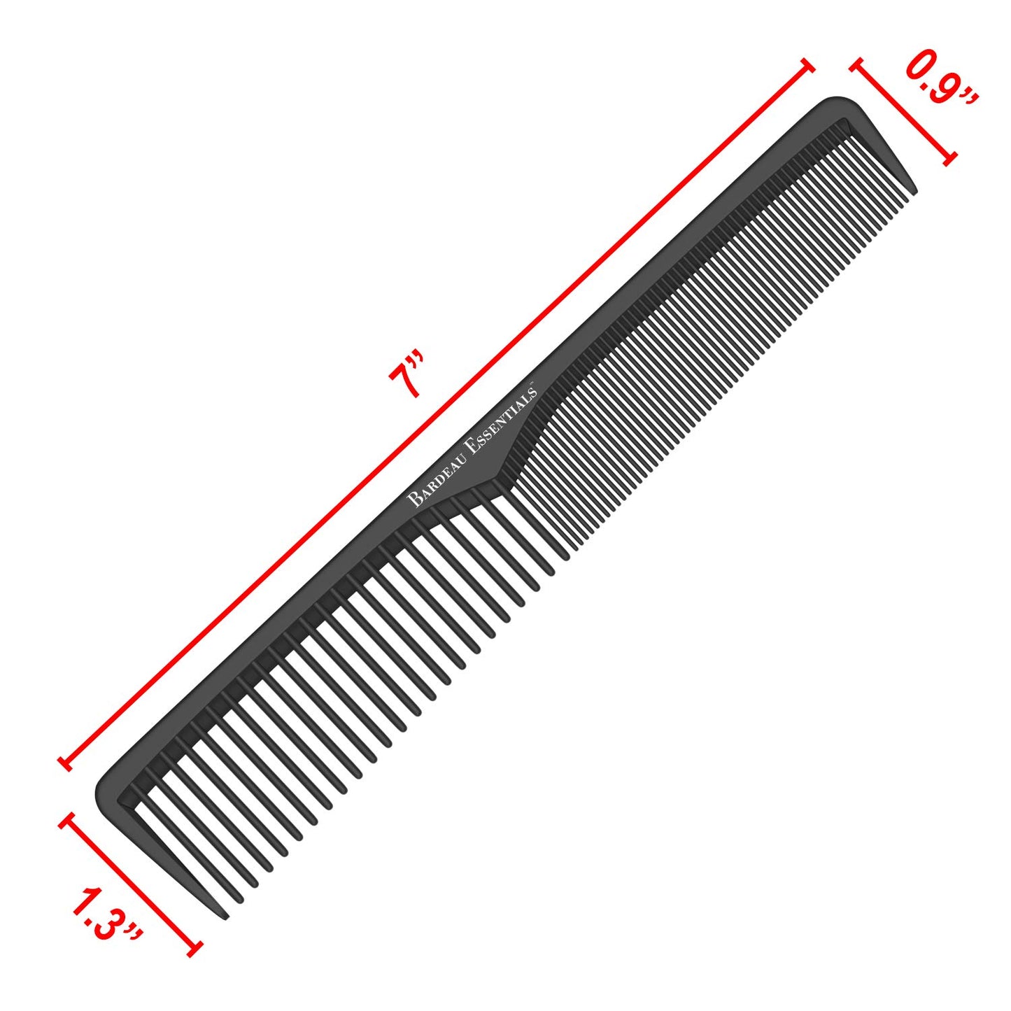 Styling Comb (2 Pack) | Professional 7 Inch Black Carbon Fiber Anti Static Chemical And Heat Resistant Comb For All Hair Types | Fine and Wide Tooth | Beauty and Personal Care Bardeau Essentials