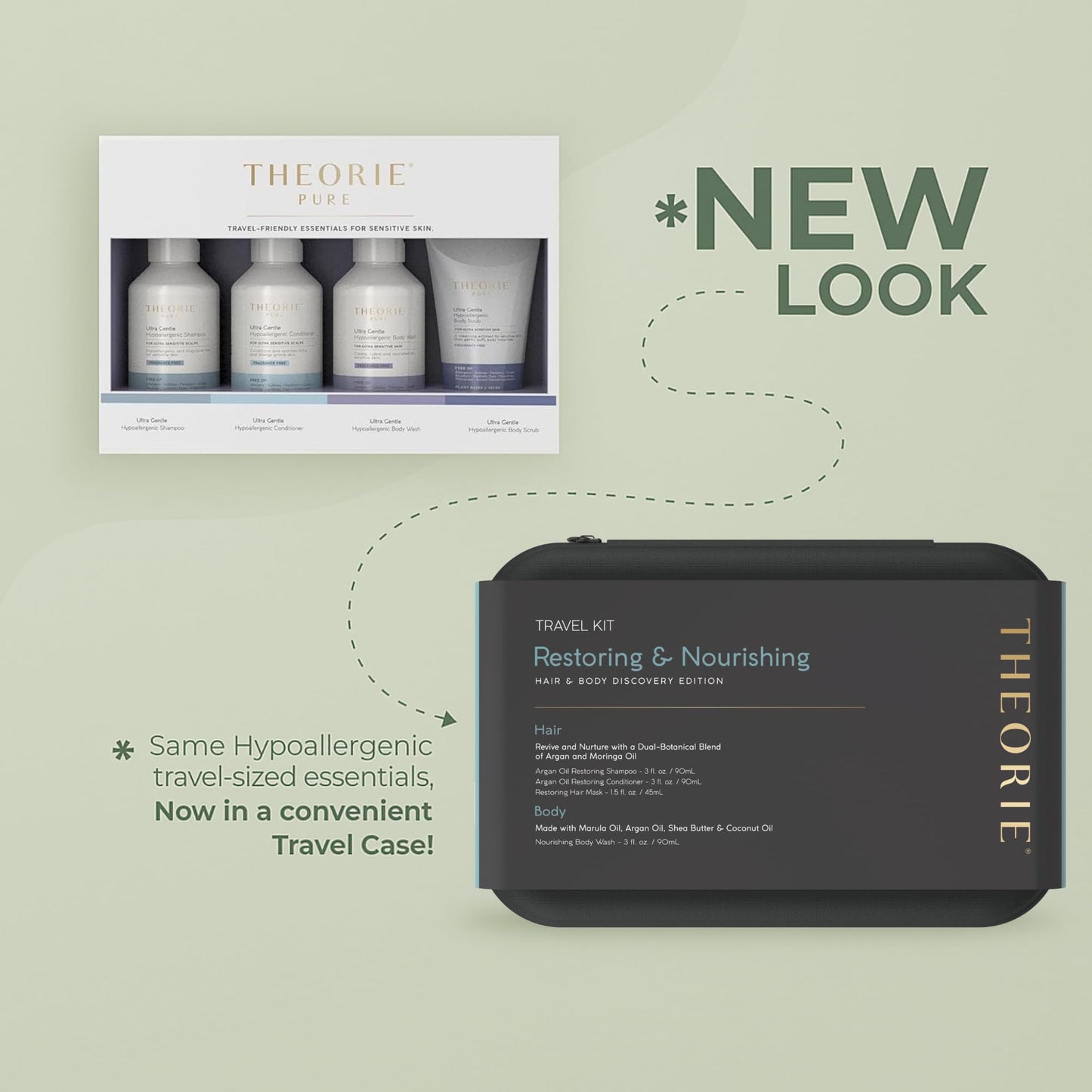 Theorie Restoring & Nourishing Travel Kit - Hydration & Repair for Hair & Skin