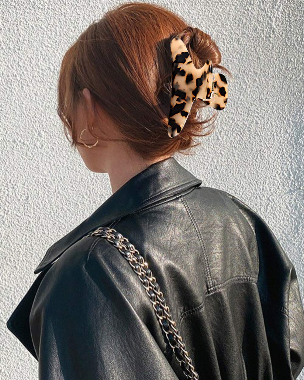 PHALIN Large Tortoise Shell Hair Clip Claws for Women Girls Jumbo Acetate Hair Catch Barrettes Strong Hold French Designed Hair Jaw Clamps for Thick