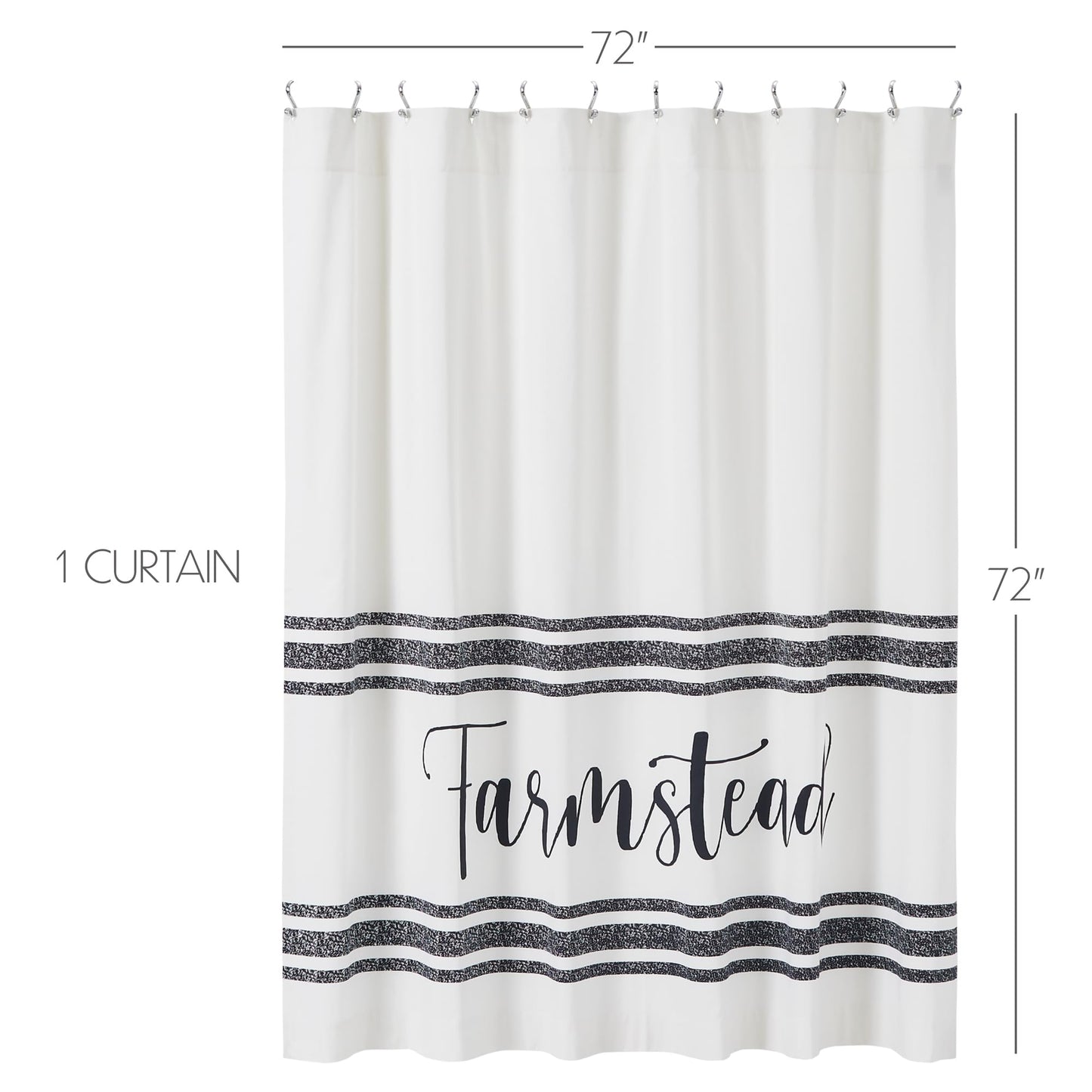 VHC Brands, Sawyer Mill 'Farmstead' Shower Curtain, Black, 72x72