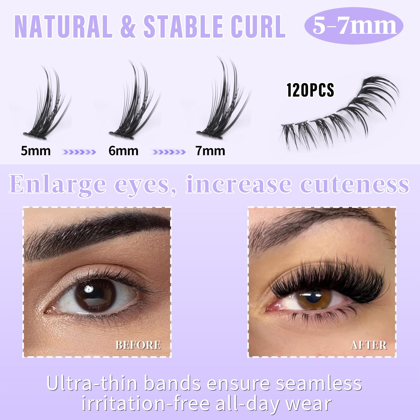 Bottom Lash Clusters DIY Lash Extension Lower Individual Lashes 120pcs Wispy Natural Look Lower Eyelash Clusters Short Individual Cluster Lashes Manga Beauty and Personal Care Yaiseiko