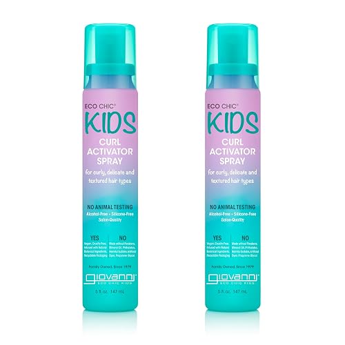 GIOVANNI Eco Chic Kids Curl Activator Spray - Curl Refresher Spray For Kids, Curl Refresher Spray For Curly Hair, Curl Revitalizer Spray For Curly