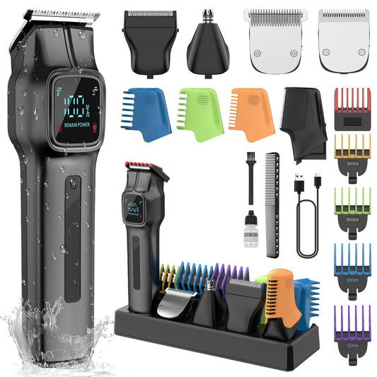 Phisco Rechargeable Beard Trimmer for Men: 180-Min Hair Clippers with USB-C Fast Charging & Stand, IPX7 Waterproof Wet/Dry Hair Trimmer, All in One Beauty and Personal Care Phisco