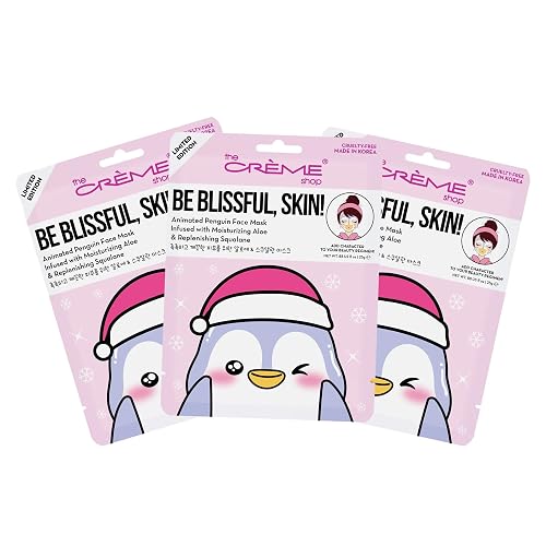 The Crème Shop Be Blissful, Skin! Penguin Holiday Holiday Animated Face Sheet Mask | Korean Sheet Mask | Holiday Gifts for Women | Stocking Stuffers