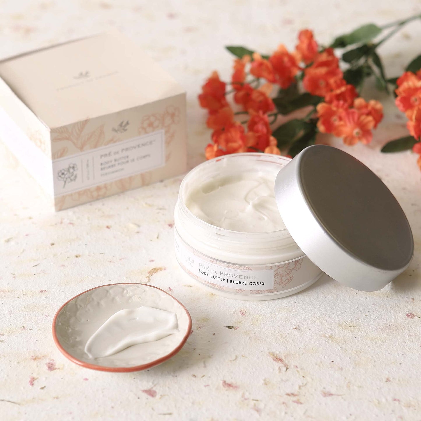 Pre de Provence Collection Shea Butter Enriched Body Butter Soothing & Hydrating Emollient Cream Body Moisturizer for Women, 6.7 Fl Oz, Persimmon