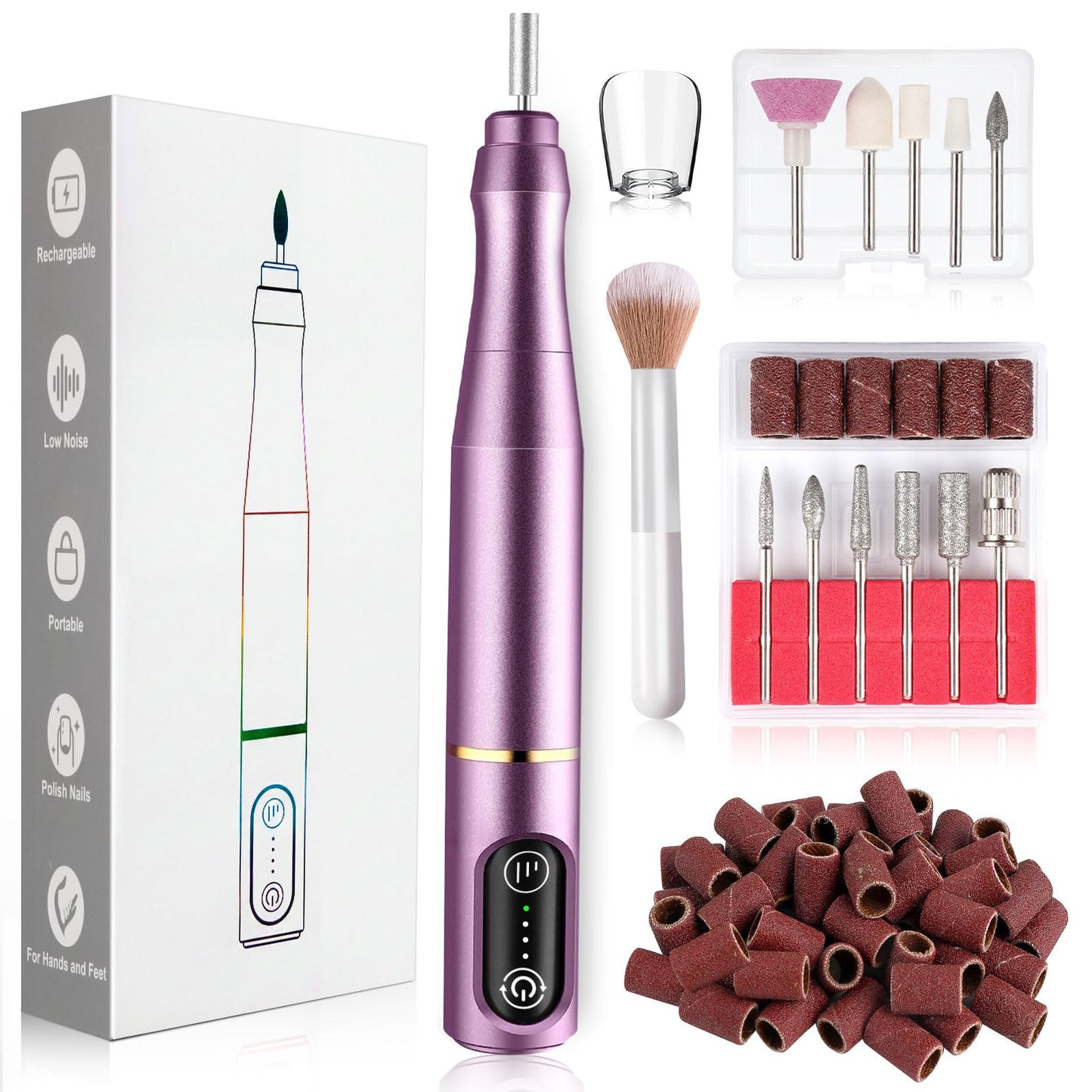 TUOBEO Cordless Nail Drill Electric Nail File Kit, Rechargeable Efile Set, Portable Acrylic Gel Nail Polish Remover Machine, Pedicure Manicure Tool Beauty and Personal Care TUOBEO Default Title