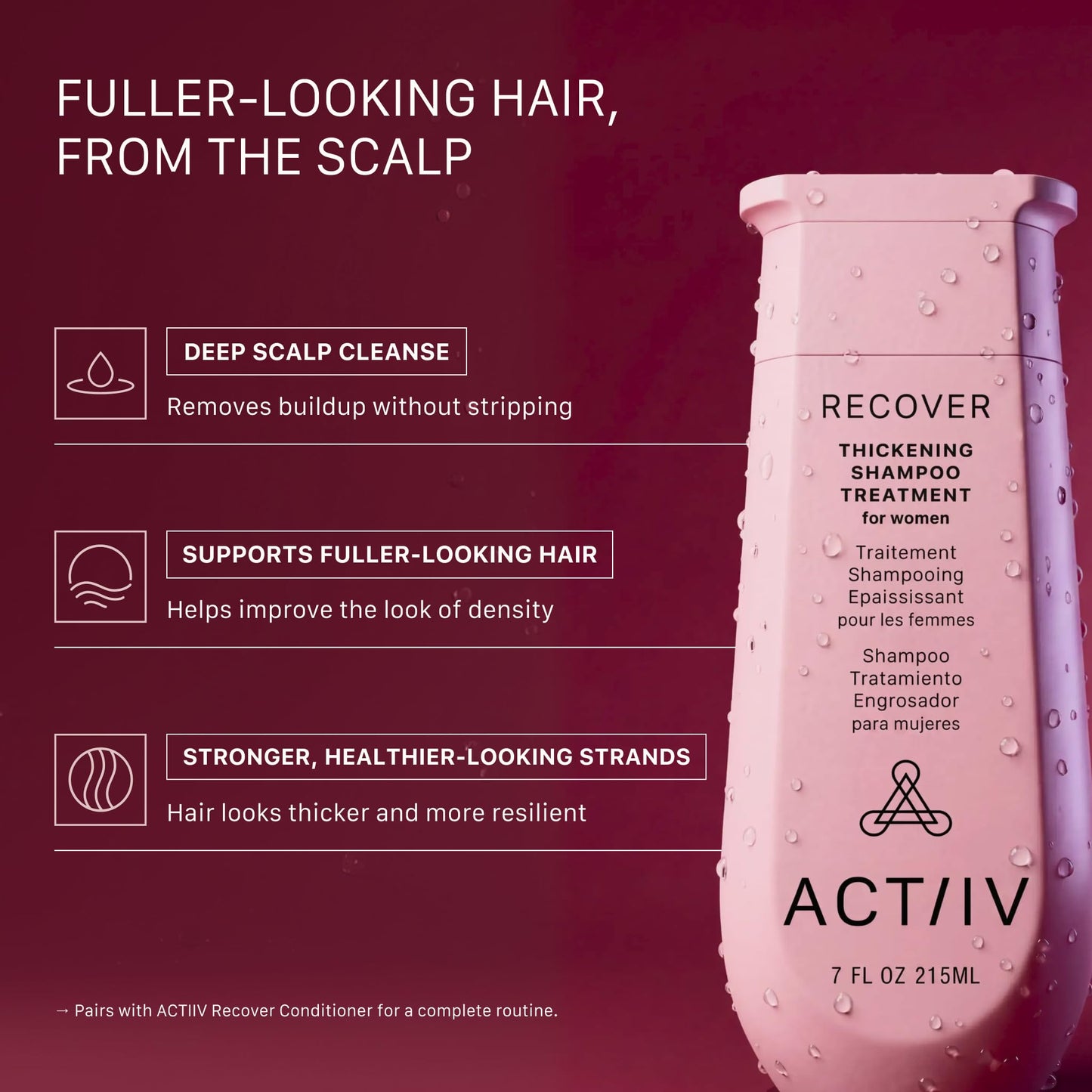 ACTIIV Recover Thickening Shampoo & Conditioner Bundle for Women (7 oz Each) - For Fine & Thinning Hair, Supports Fuller, Thicker-Looking Hair & Scalp