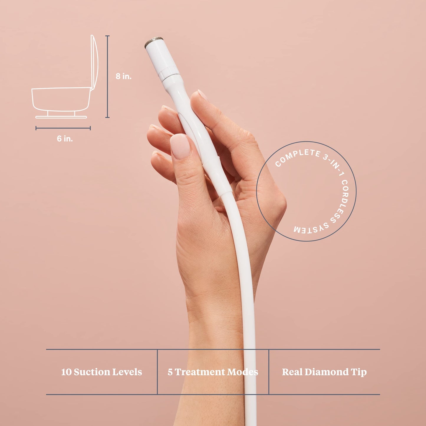 Trophy Skin UltradermMD - 3 in 1 Home Spa Microdermabrasion - Deep Skin Exfoliator Machine with Real Diamond and Pore Extractor Tips - Rejuvenate Face