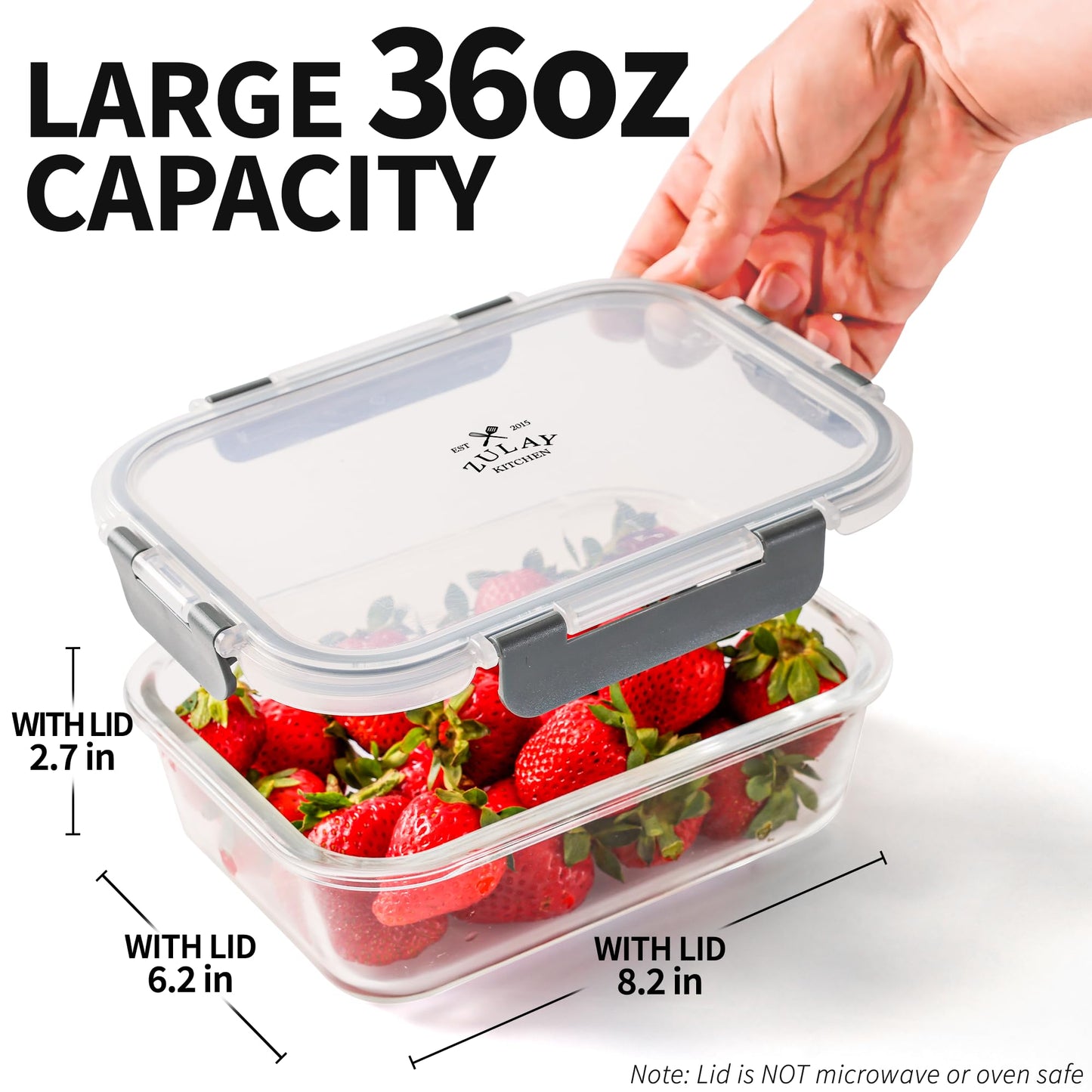 Zulay Kitchen 5 Pack Glass Meal Prep Containers with Lids - Airtight, Premium Borosilicate Glass Food Storage Containers - Microwave, Freezer & Oven…