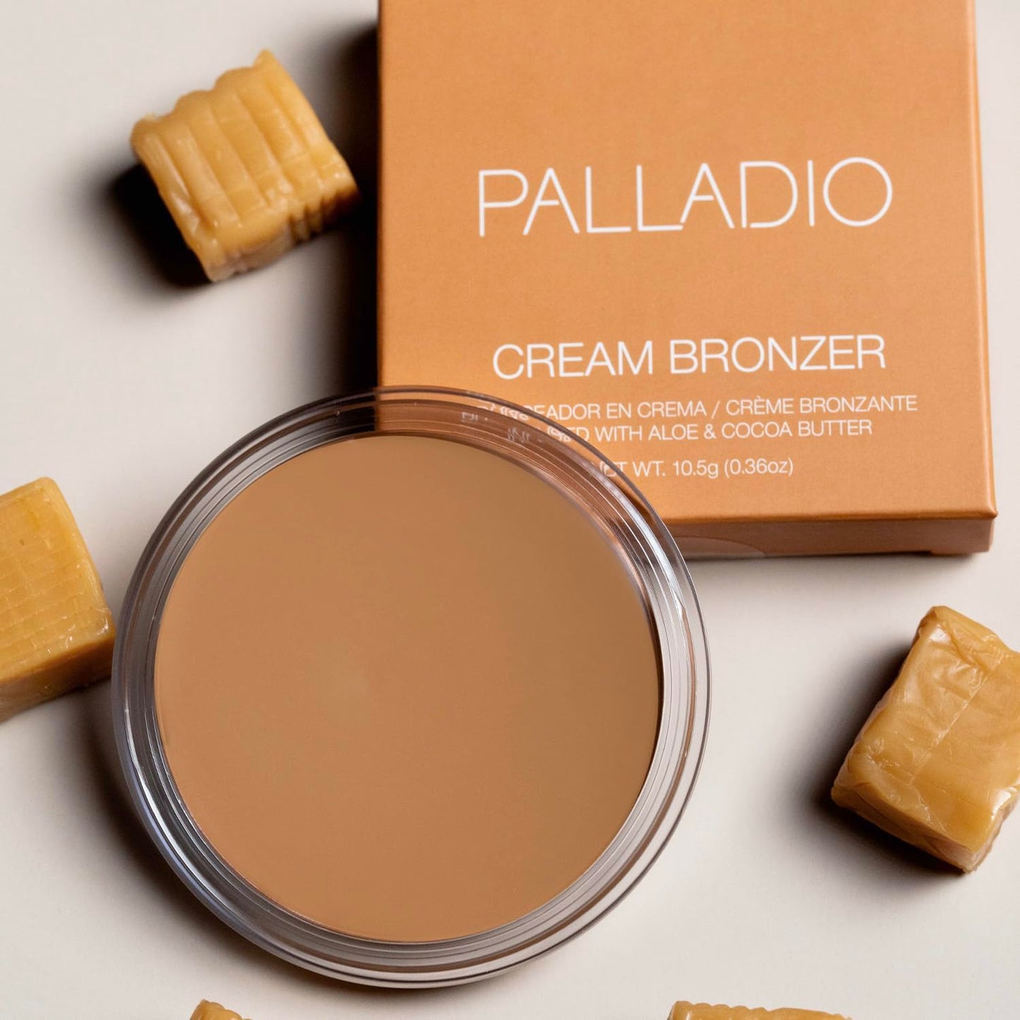 Palladio Cream Bronzer for Face & Skin, Creates a Sun Kissed Glow, Infused with Aloe & Cocoa Butter, Buildable Coverage, Vegan Formula, Cruelty Free