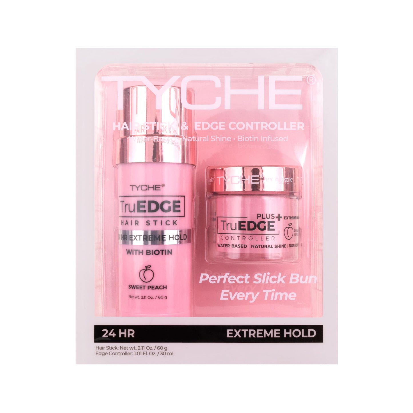 Tyche by Nicka K New York, Edge Controller and Hair Styling Stick, 24 Hour Hold, Water Based, Natural Shine, Biotin Infused (Sweet Peach)