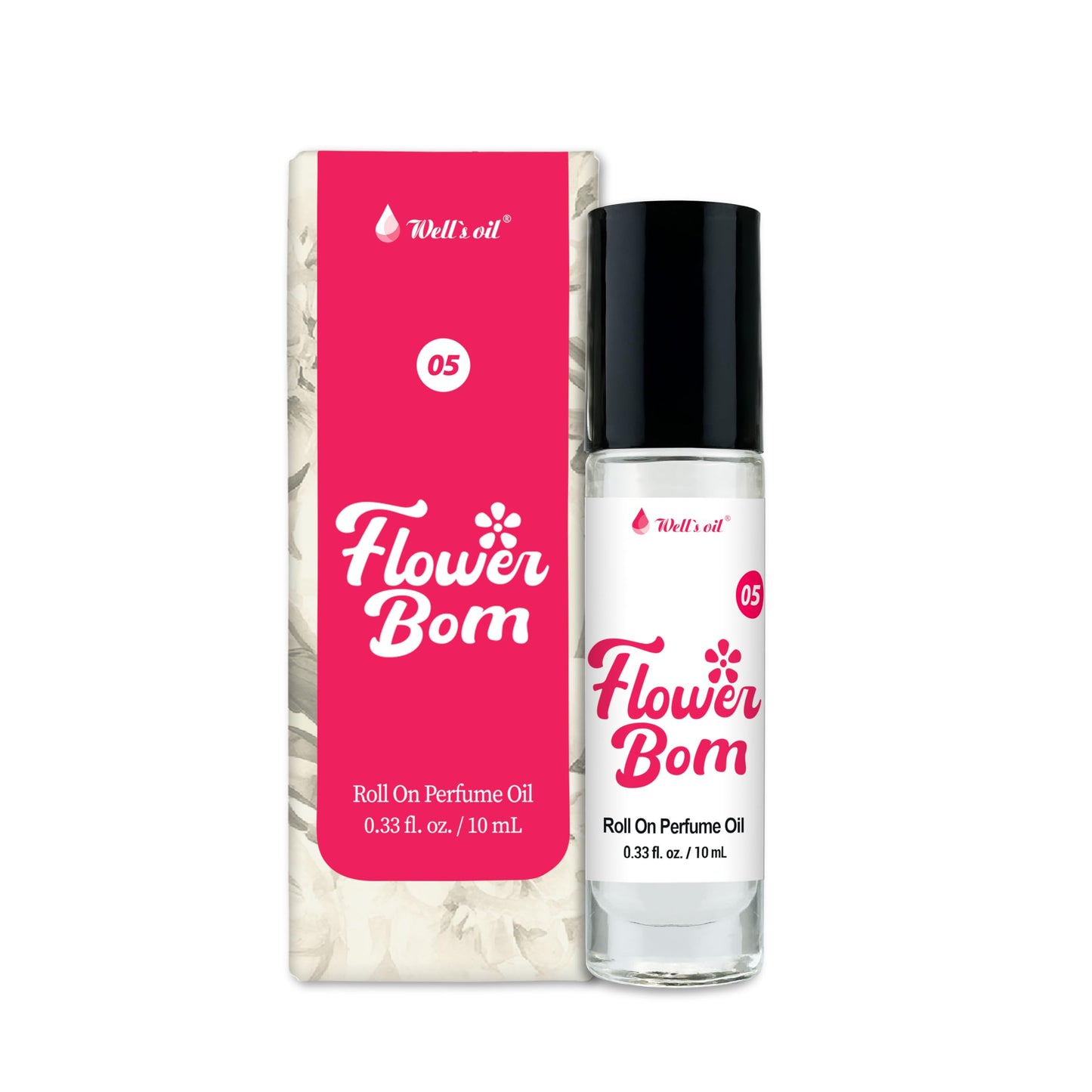 Well's Oil Roll-On Perfume Oil (Flower Bom) | Long-Lasting | Paraben-Free | 0.33 Fl Oz / 10 ml