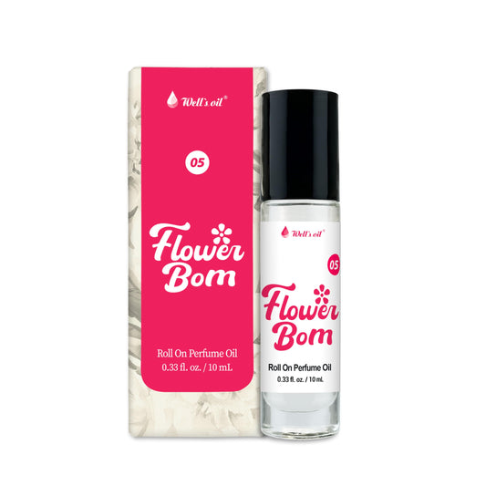 Well's Oil Roll-On Perfume Oil (Flower Bom) | Long-Lasting | Paraben-Free | 0.33 Fl Oz / 10 ml