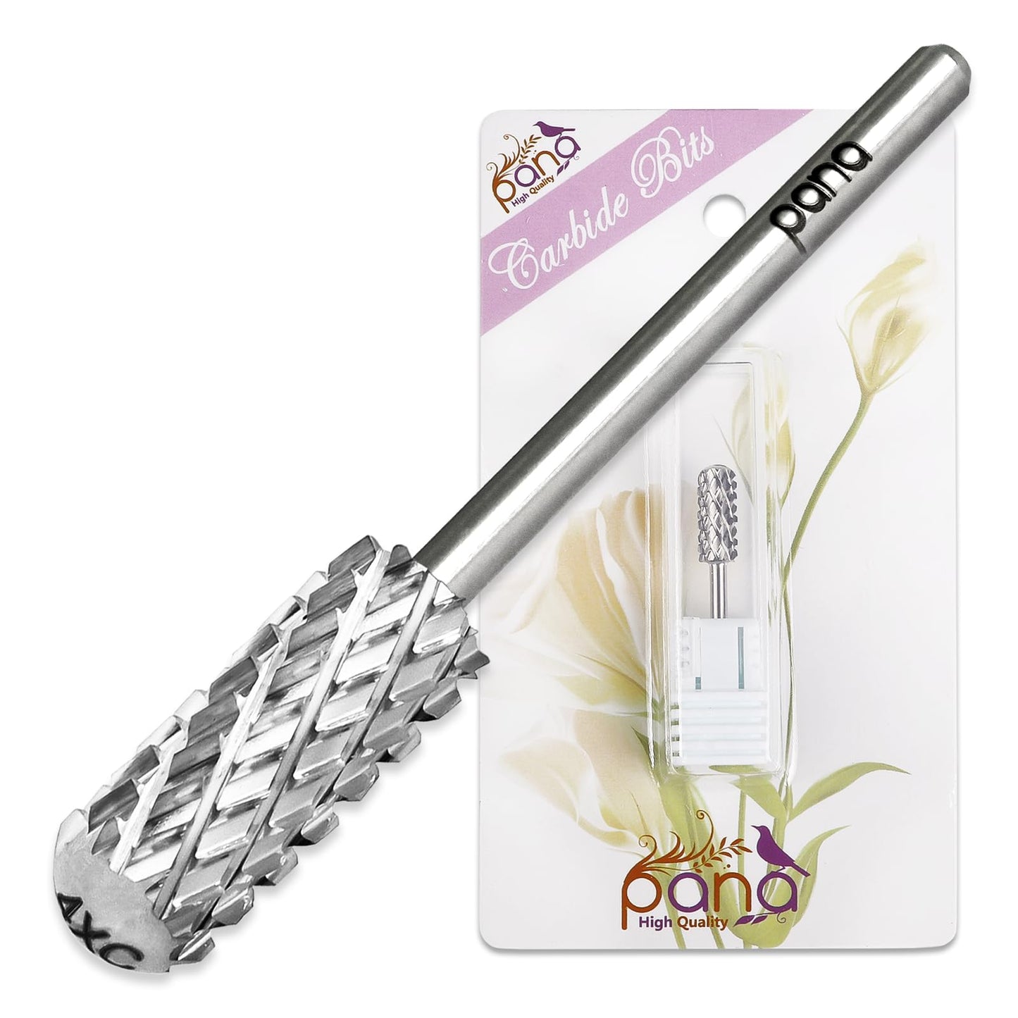 PANA 3/32" Small Barrel Smooth Top Silver Carbide Nail Drill Bit for Manicure, Pedicure and Acrylics (Grit: 4X Extra Coarse - 4XC, 1pc)