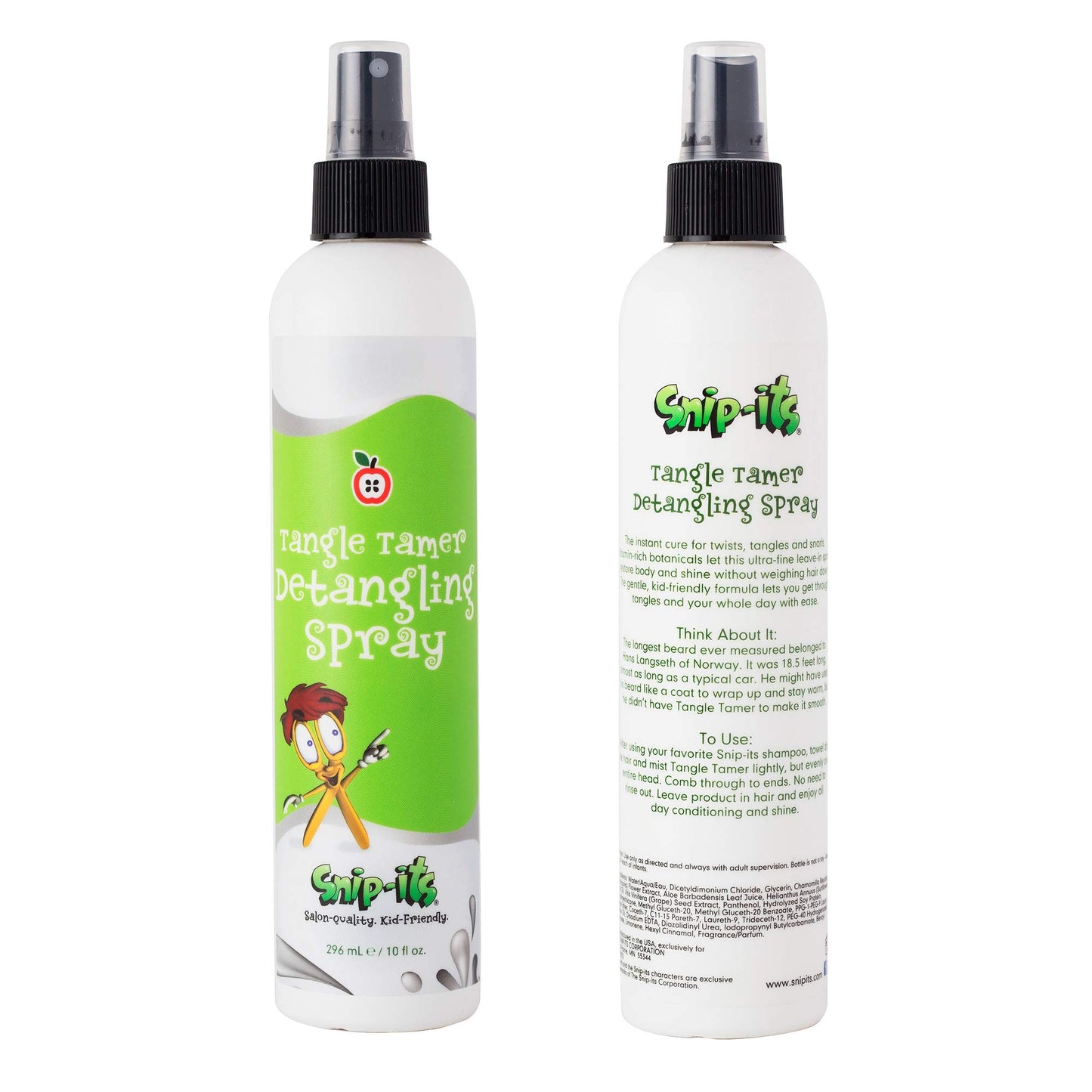 Snip-its Tangle Tamer Hair Detangler Spray for Kids 10oz | Leave-in Conditioner Spray - Curly or Straight - Anti-Static Formula - Made in USA