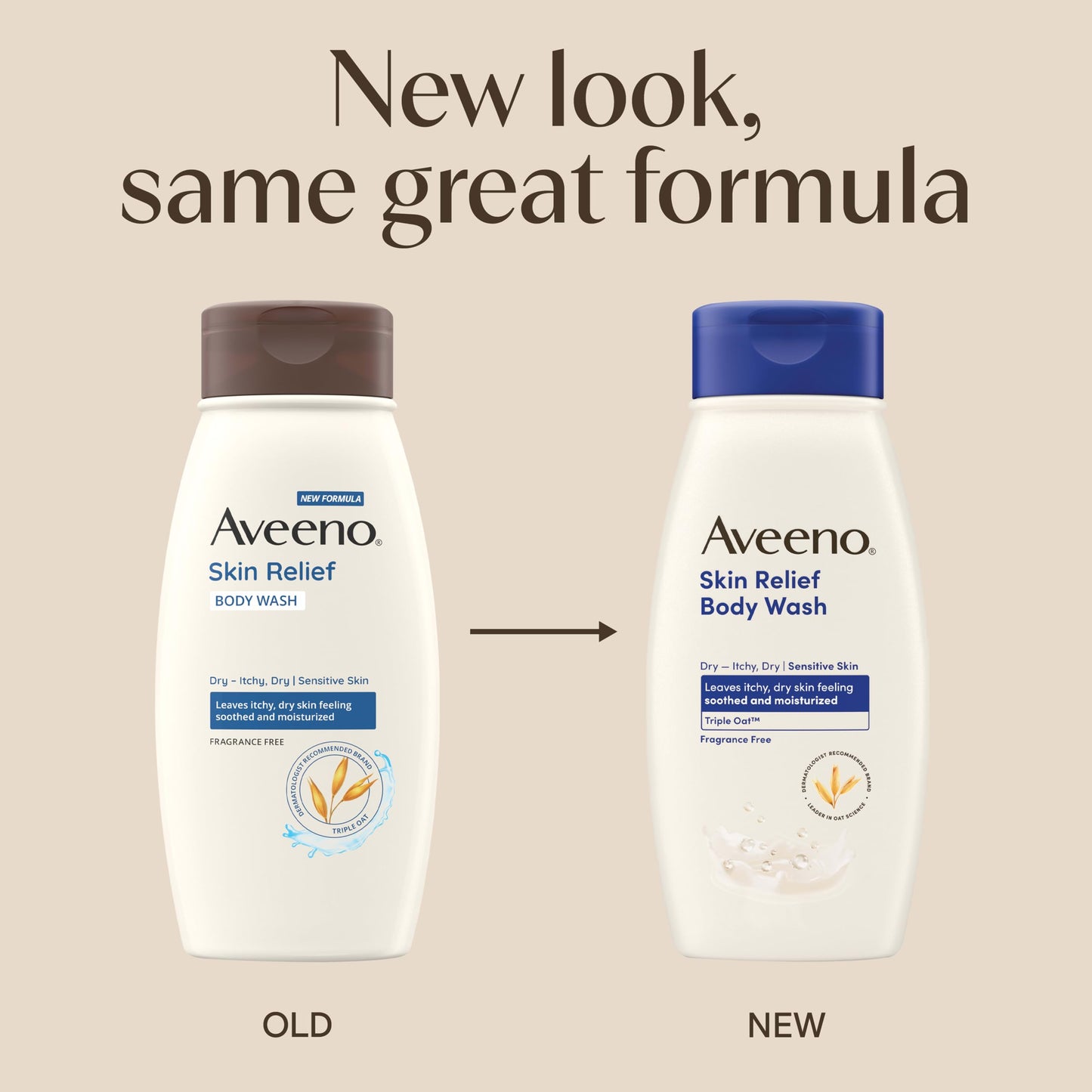 Aveeno Skin Relief Fragrance-Free Body Wash with Oat to Soothe Dry Itchy Skin, Gentle, Soap-Free & Dye-Free for Sensitive Skin, 18 fl. oz