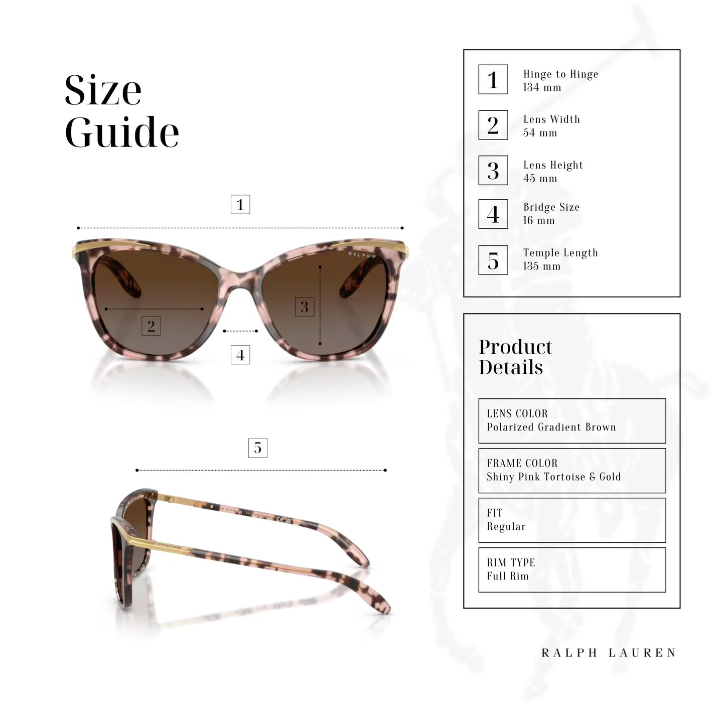 Ralph Lauren RA5203 1463T5 54M Pink Tortoise/Brown Gradient Polarized Cateye Sunglasses For Women +BUNDLE with ACCESSORY EYEWEAR KIT