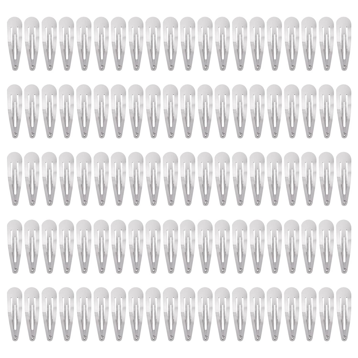 Lawie 100 Pack 6 CM Silver Blank Snap Metal Hair Clips 2.5 Inch Small Plain Base Hair Barrettes Gray Hair Pins Thin Fine Bang Hair Grips Arts