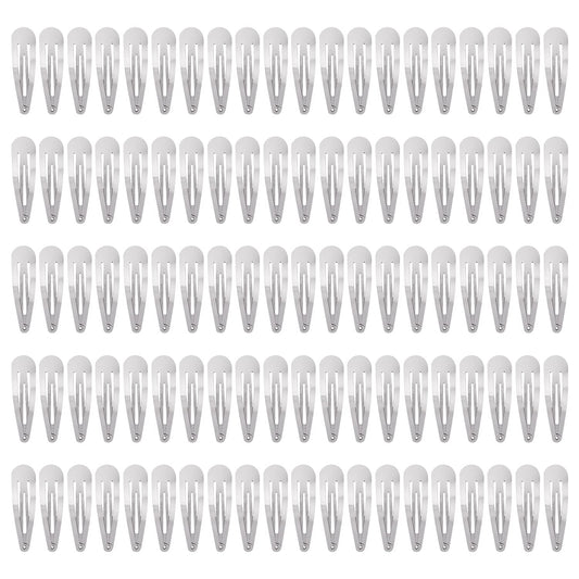 Lawie 100 Pack 6 CM Silver Blank Snap Metal Hair Clips 2.5 Inch Small Plain Base Hair Barrettes Gray Hair Pins Thin Fine Bang Hair Grips Arts