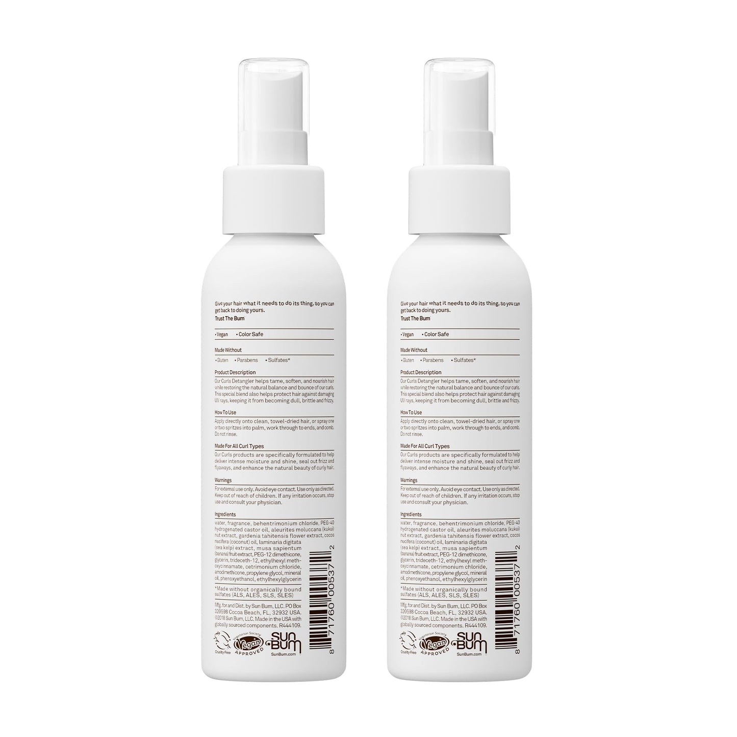 Sun Bum Sun Bum Curls & Waves Detangler Vegan and Cruelty Free Moisturizing Hair Treatment for Wavy and Curly Hair 2 Pack