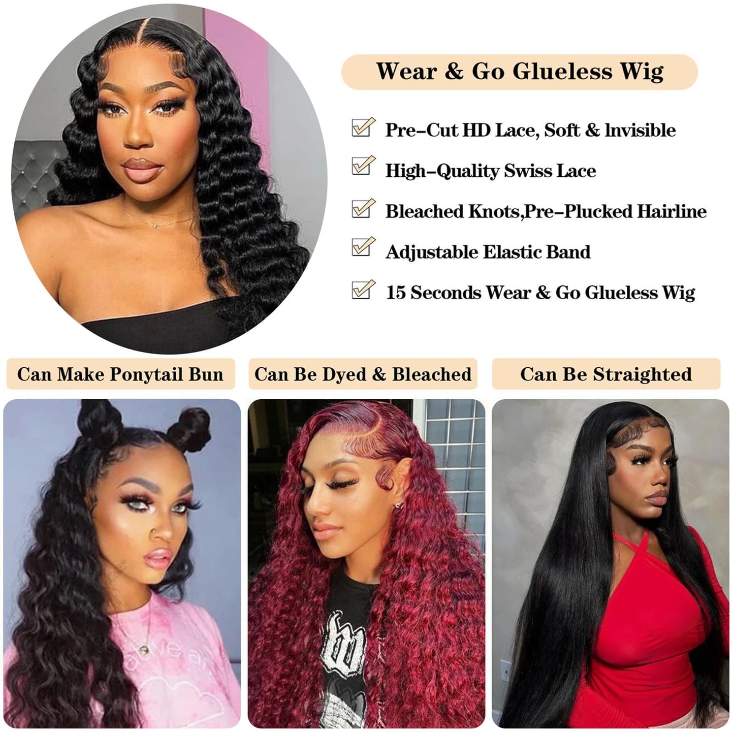 28 Inch Loose Wave Wear And Go Glueless Wigs Human Hair Pre Plucked Pre Cut 200% Density 5x5 Loose Deep Wave HD Closure Wigs 100% Real Human Hair Wigs