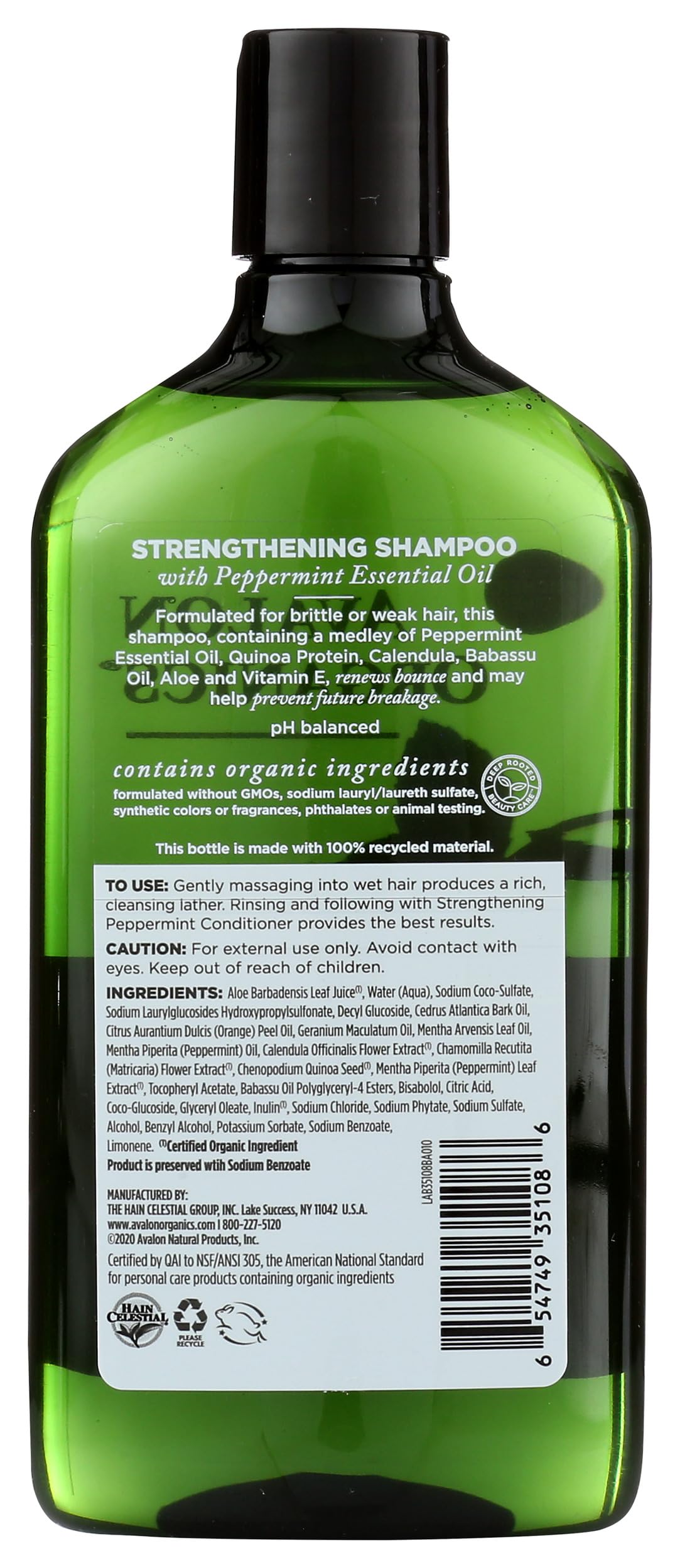 Avalon Organics Shampoo, Strengthening Peppermint, 11 Oz Beauty and Personal Care Avalon Organics