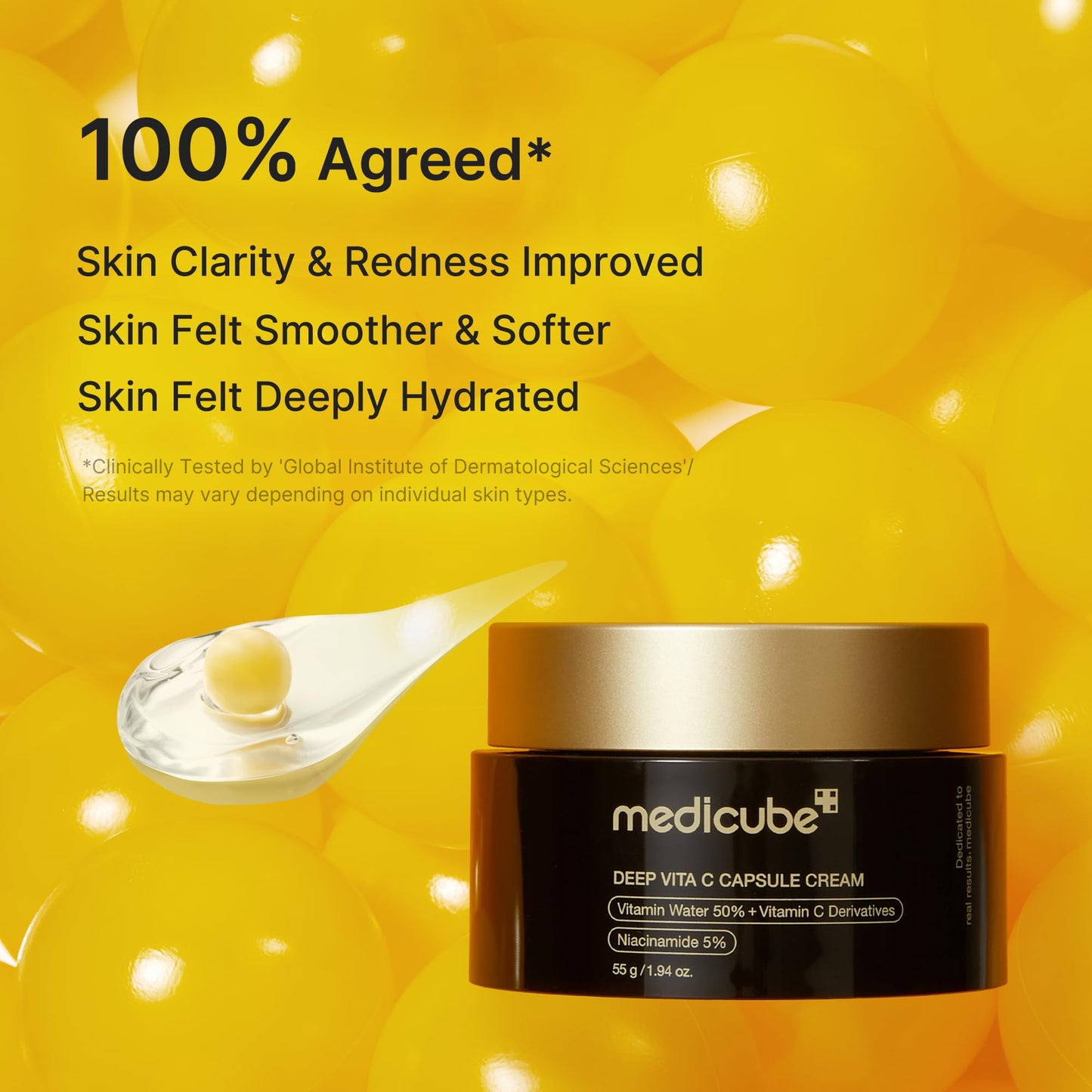 medicube Capsule Cream with Deep Vitamin C | Liposome Vitamin C Golden Capsule for Radiance & Firm-Looking Skin | Hydrating Glow Gel Texture | Korean Beauty and Personal Care medicube