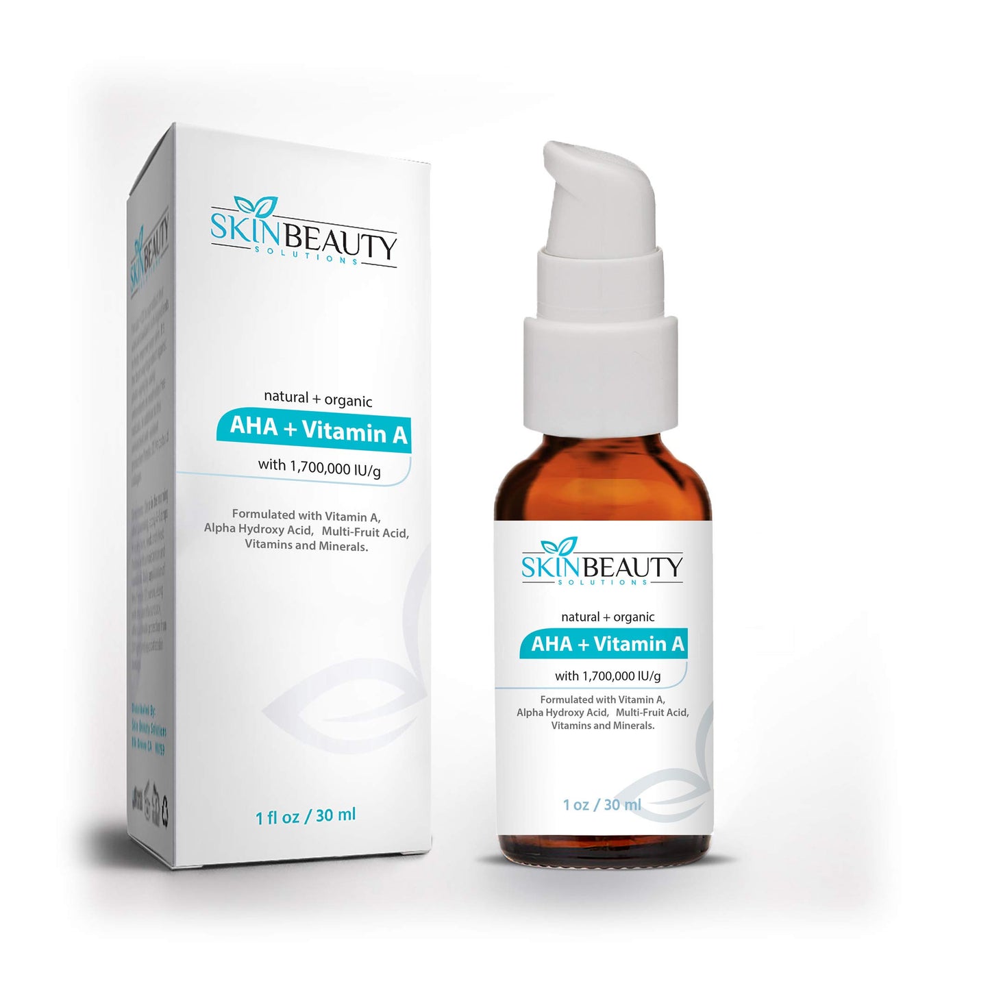 Natural & Organic Effective Vitamin A + AHA Cream - 1 oz - Vitamin A 5% at 1,700,000 IU/g Renewal Cream - Skin Tone Correction, Aging, Acne
