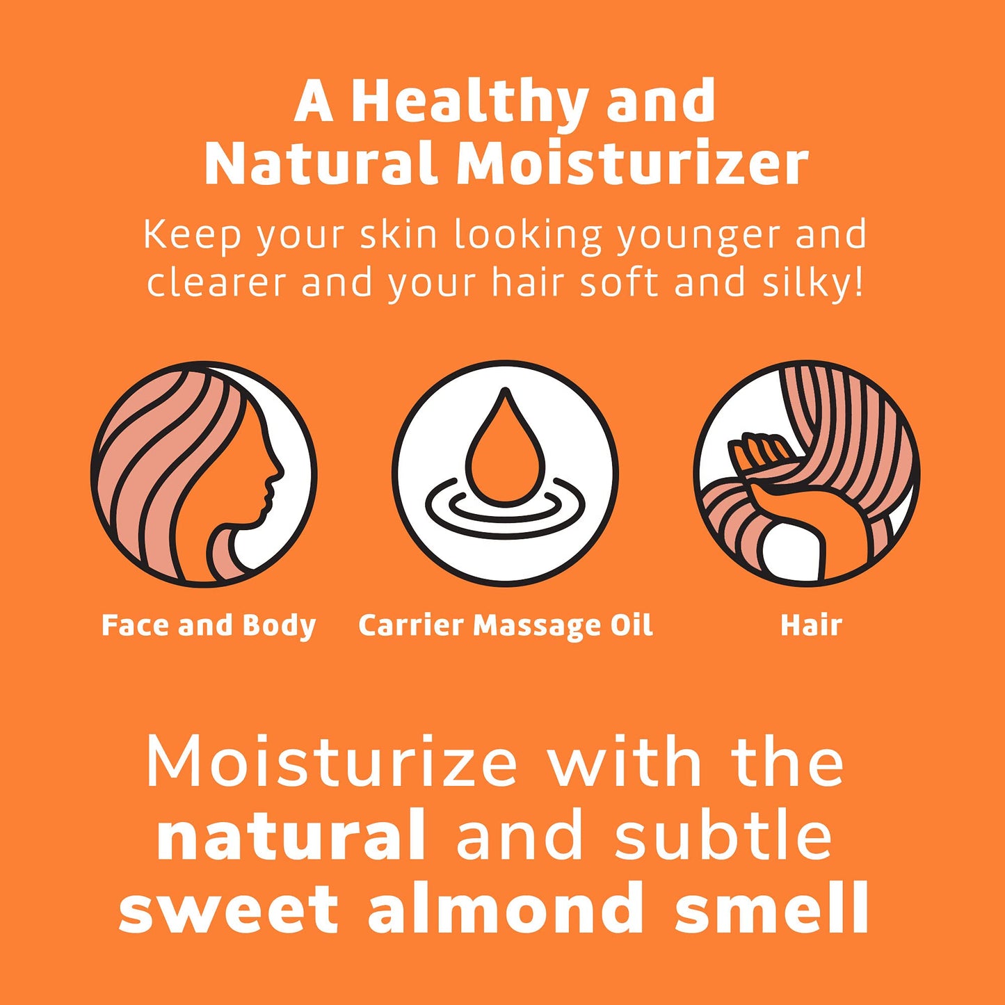De La Cruz Sweet Almond Oil - Expeller Pressed Almond Oil for Skin and Hair 2 FL. OZ. (59 mL) - 6 Bottles