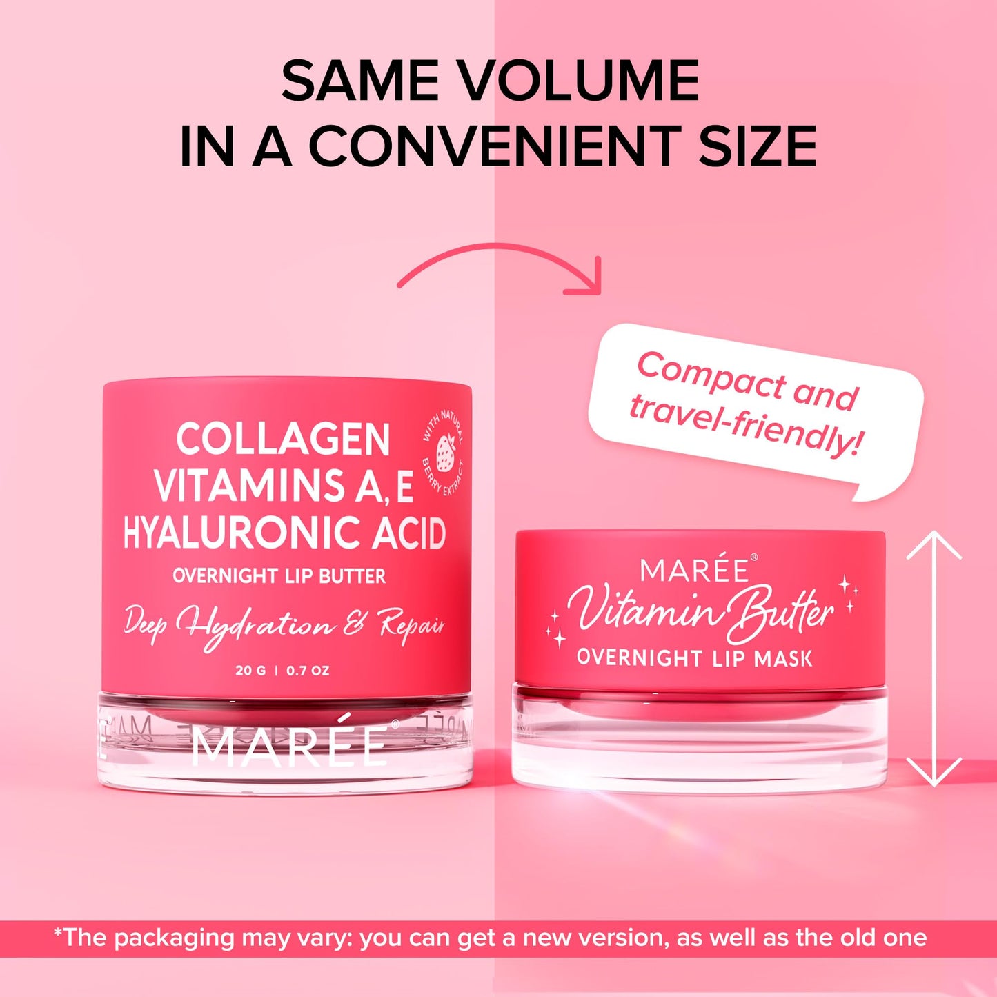 MAREE Lip Moisturizer & Overnight Lip Mask – Hydrating Butter Balm with Hyaluronic Acid for Very Dry Lips – Intensive Lip Care, 1pc