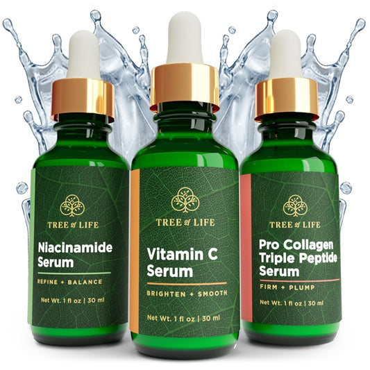 Tree of Life Beauty Skin Care Set, Brightening, Firming, Dry Face, Dermatologist Tested - Complete Hydration Trio, Vitamin C Serum, Niacinamide, Pro