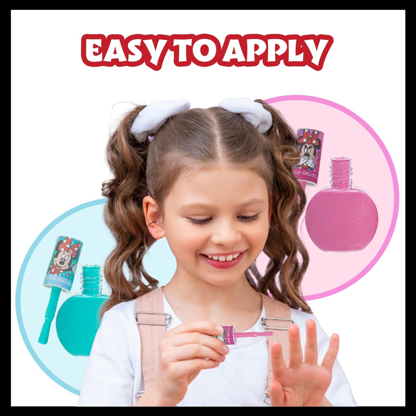 Disney Minnie Mouse - Townley Girl Non-Toxic Peel-Off Nail Polish Set for Girls, Glittery and Opaque Colors, Ages 18 Pcs|Perfect for Parties