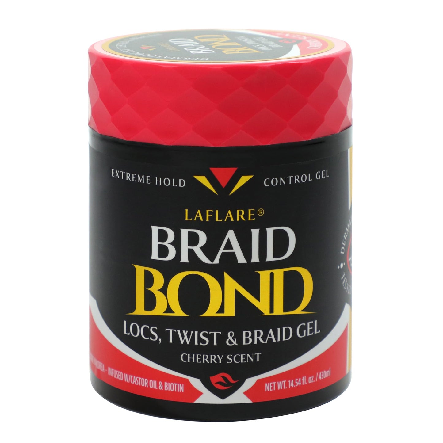 Laflare 430 ml Braid Bond Gel Bulk Extreme Hold for Natural & Kids Hair, Vegan, Nourishing, Braiding Hair, Twist Hair (Cherry)