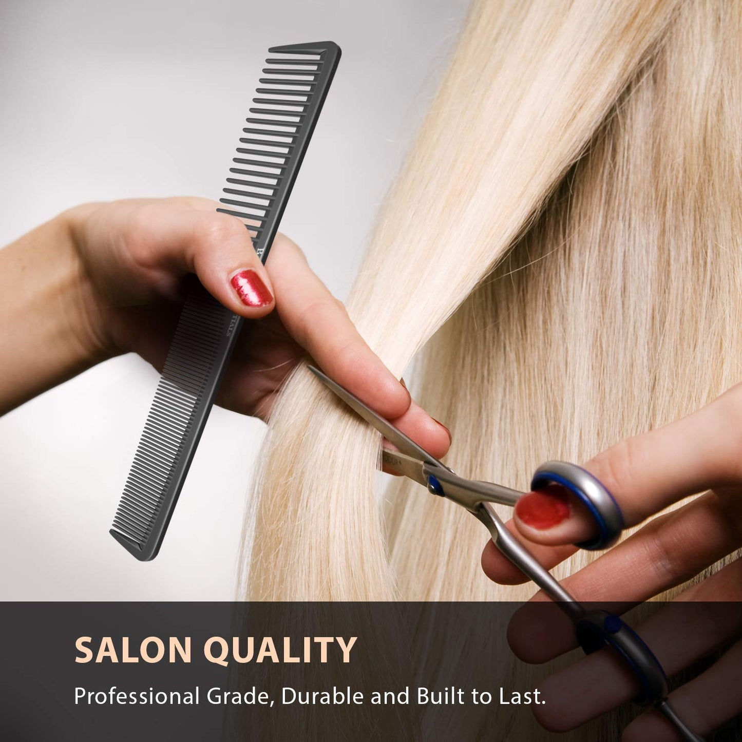 Styling Comb (2 Pack) | Professional 7 Inch Black Carbon Fiber Anti Static Chemical And Heat Resistant Comb For All Hair Types | Fine and Wide Tooth | Beauty and Personal Care Bardeau Essentials