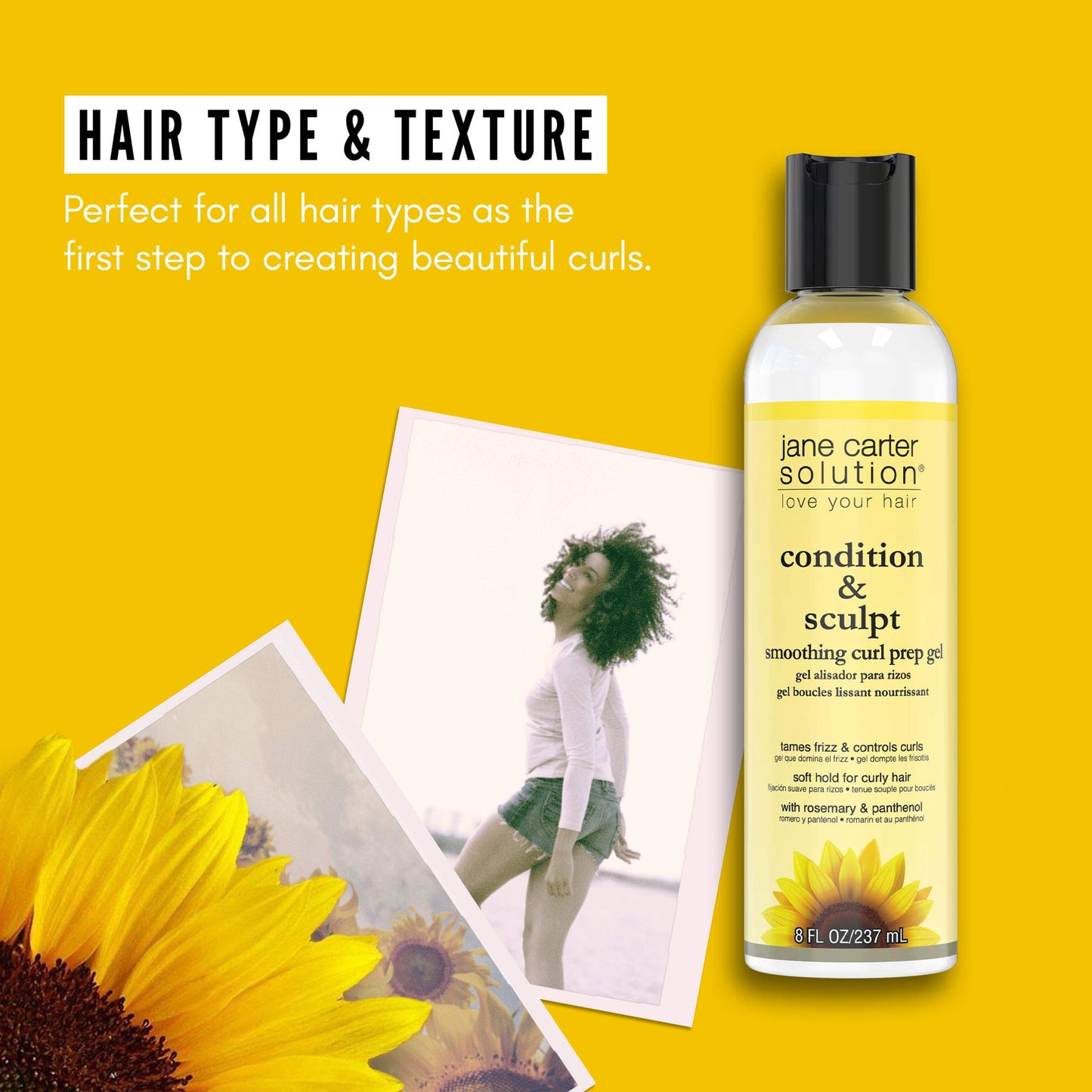 JANE CARTER SOLUTION Condition & Sculpt Smoothing Curl Prep Gel (8oz) - Soft Hold, Smoothing, Moisturizing