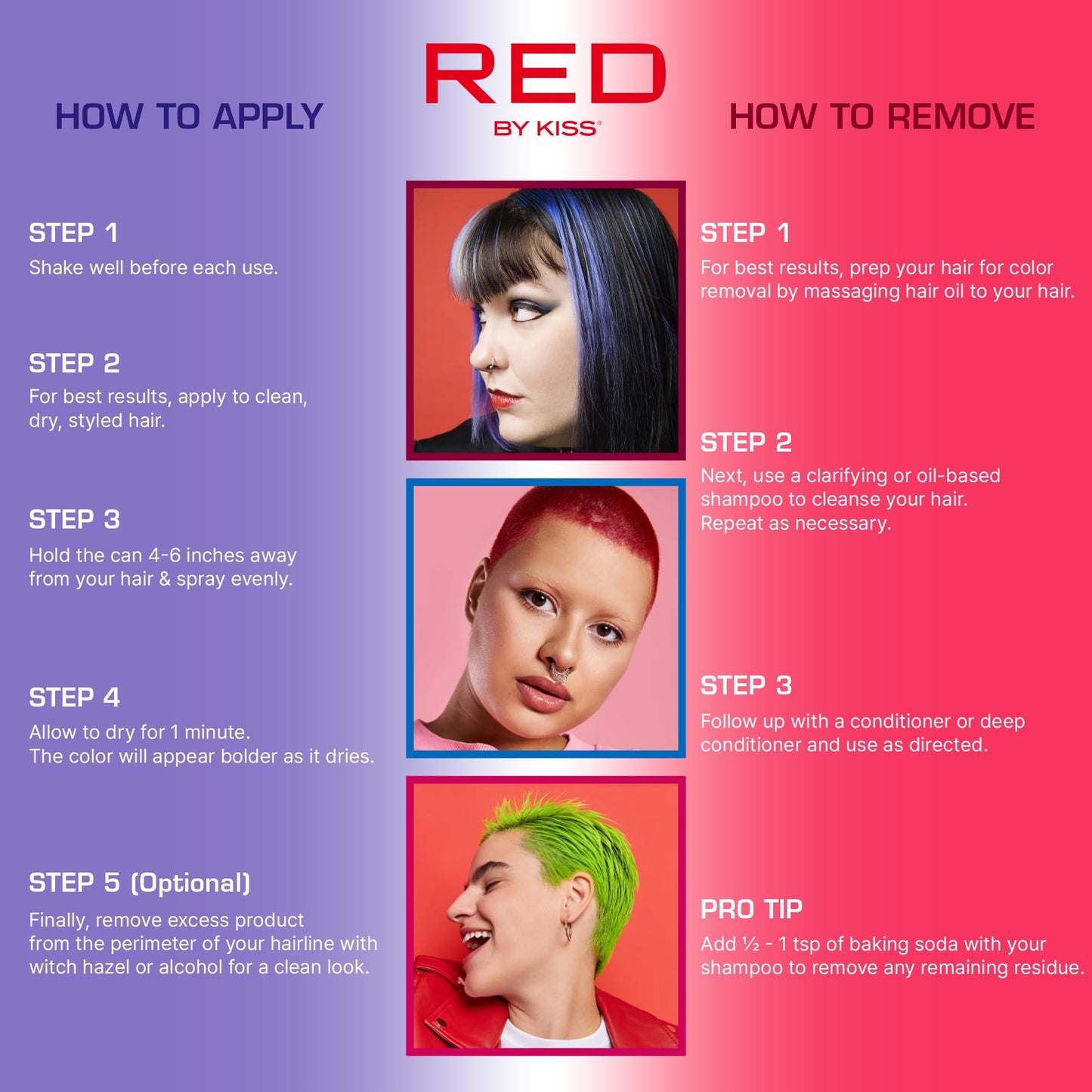 Red by Kiss Tintation Temporary Hair Color Spray 2.82oz, Quick-Dry & Smudge-Proof, Vivid Color Washable Hair Dye, Styling Spray Cosplay Halloween