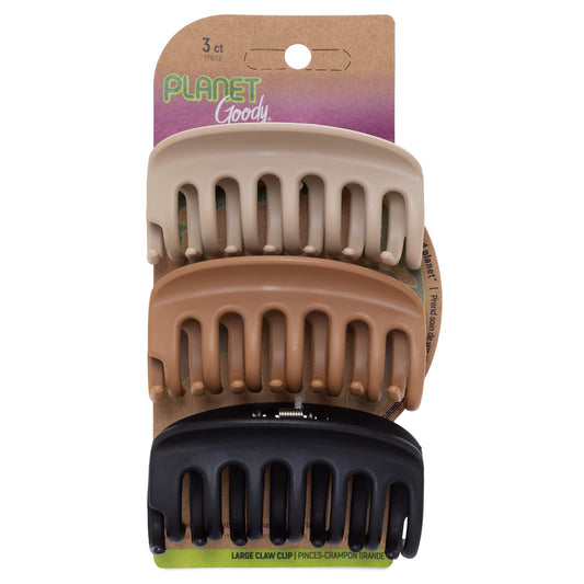GOODY Planet Sustainable Round Claw Clips, Assorted Colors (Colors may vary), 3 Counts (Pack of 1) - Pain-Free Hair Accessories for Women, Men, Boys