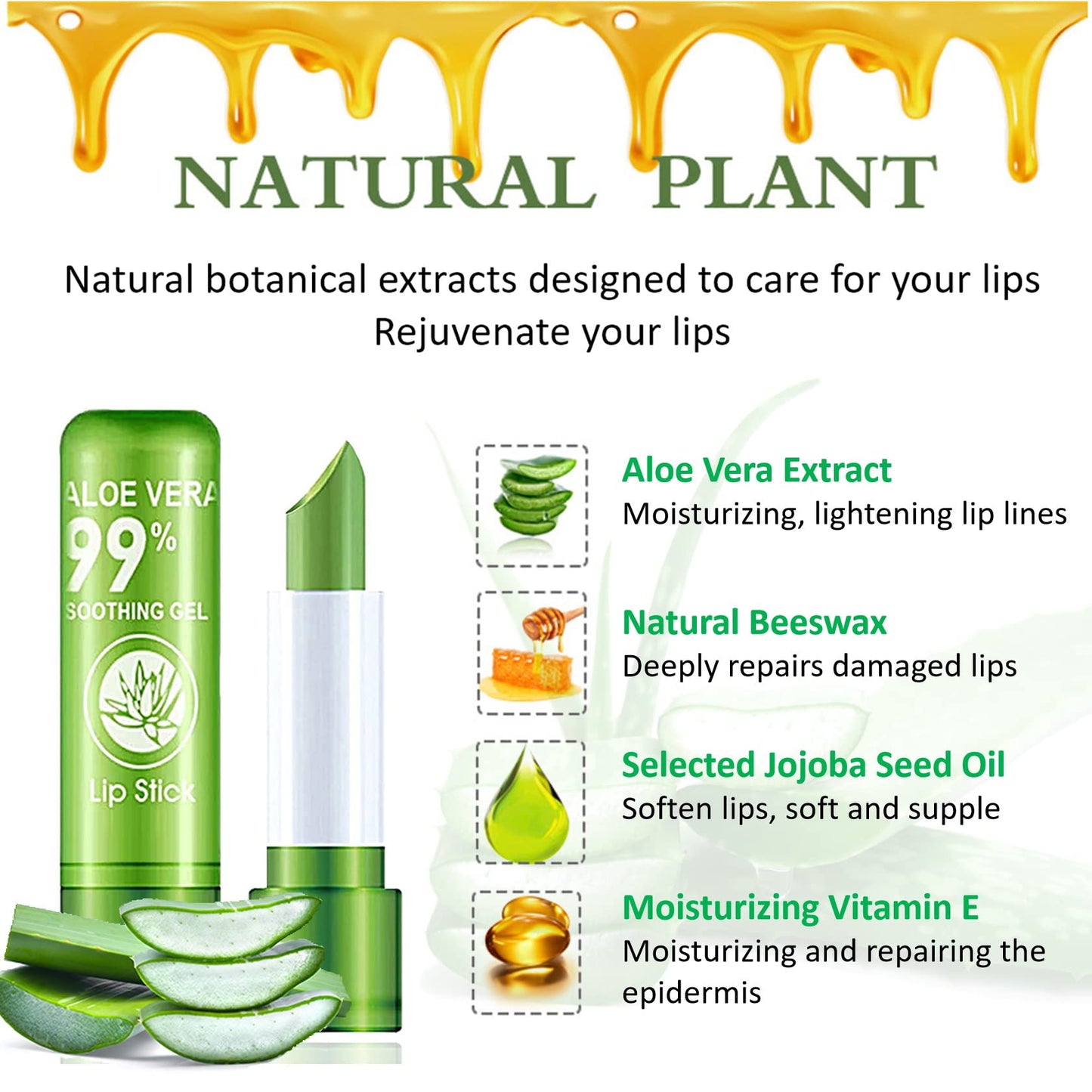 LZYLLS 6 Pack Aloe Vera Lipstick,Long Wear Nourishing Lip stick,Waterproof Moisturizing Color Changing Lip Balm Lipstick,Lip Gloss,Magic Temp Color