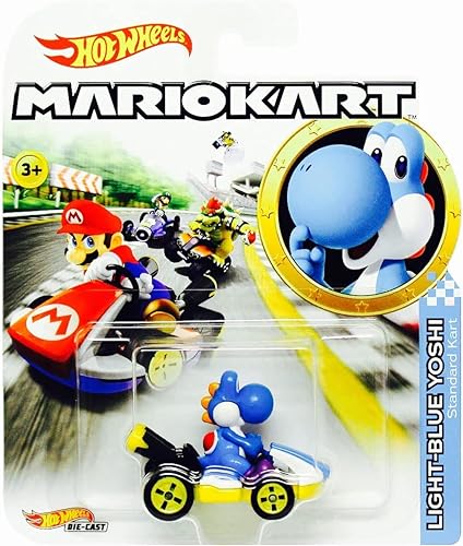 Hot Wheels Light-Blue Yoshi Mariokart Character Car Diecast 1:64 Scale