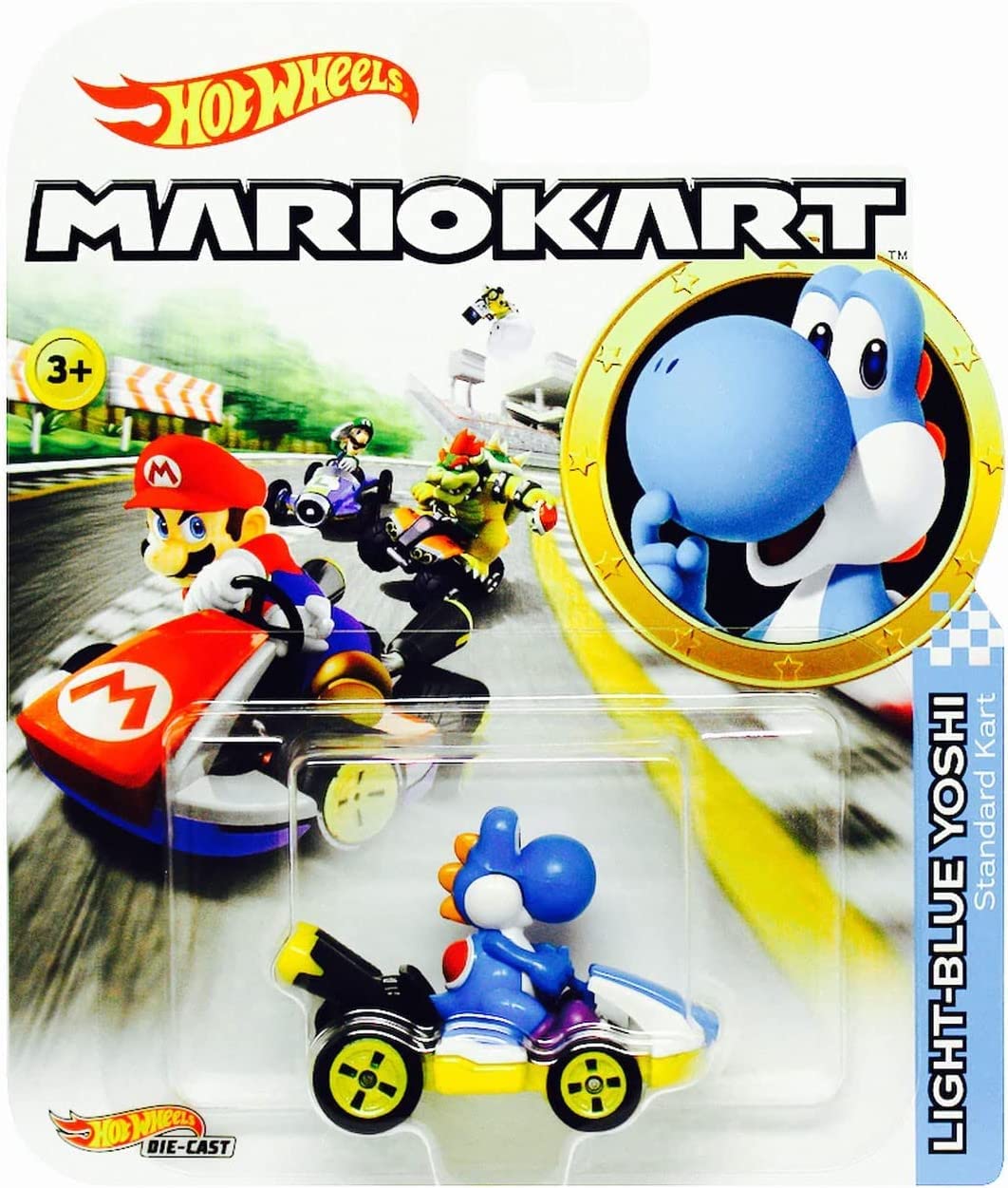 Hot Wheels Light-Blue Yoshi Mariokart Character Car Diecast 1:64 Scale