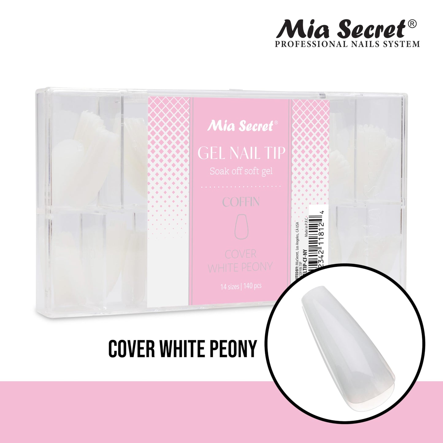 Mia Secret Soak off Soft Gel Nail Tip MADE IN USA for Salon and DIY (White Peony, Coffin) Beauty & Personal Care Mia Secret