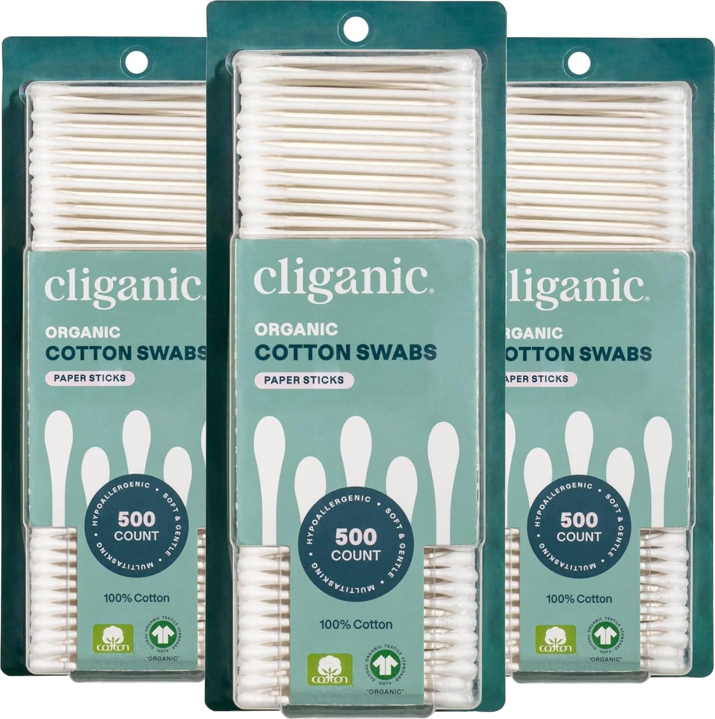 Cliganic Organic Cotton Swabs, 1500 Count - 100% Pure Natural Cotton, Chlorine-Free Hypoallergenic, Soft, Gentle & Absorbent Buds Beauty and Personal Care Cliganic Default Title